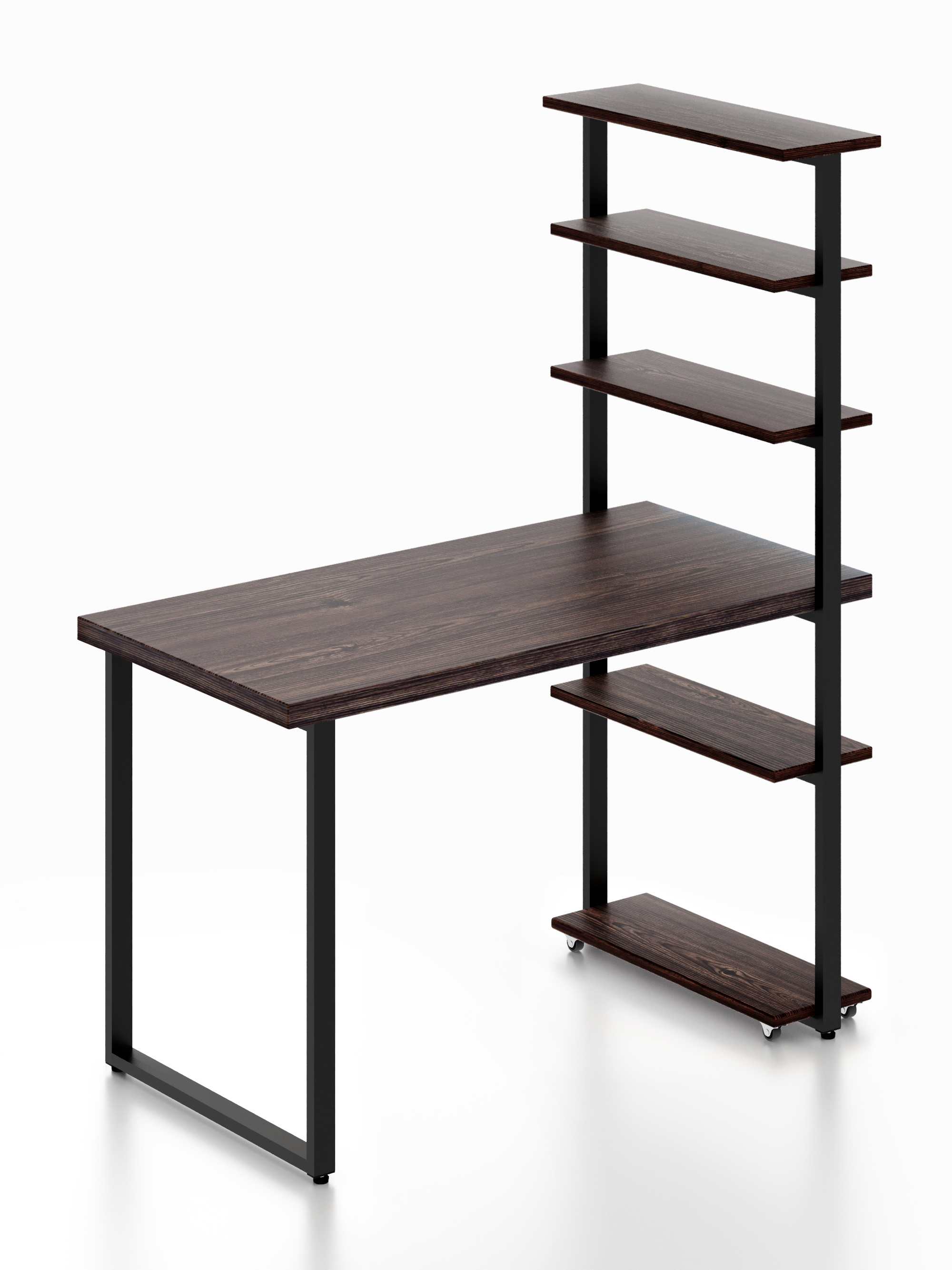 Изображение товара Стол Solarius loft 5 полок столешница 40 мм 60x145x130 см черные металлические ножки сосна цвет венге