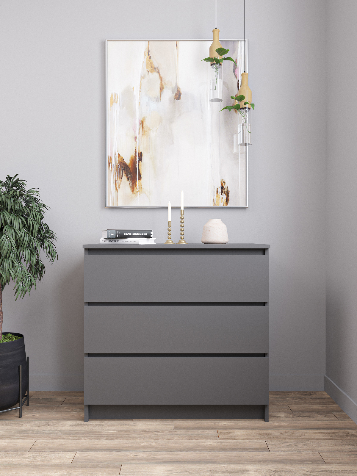 Изображение товара Комод ДСВ МЕБЕЛЬ Мори с 3 ящиками графит 80.4х40.4х77 см