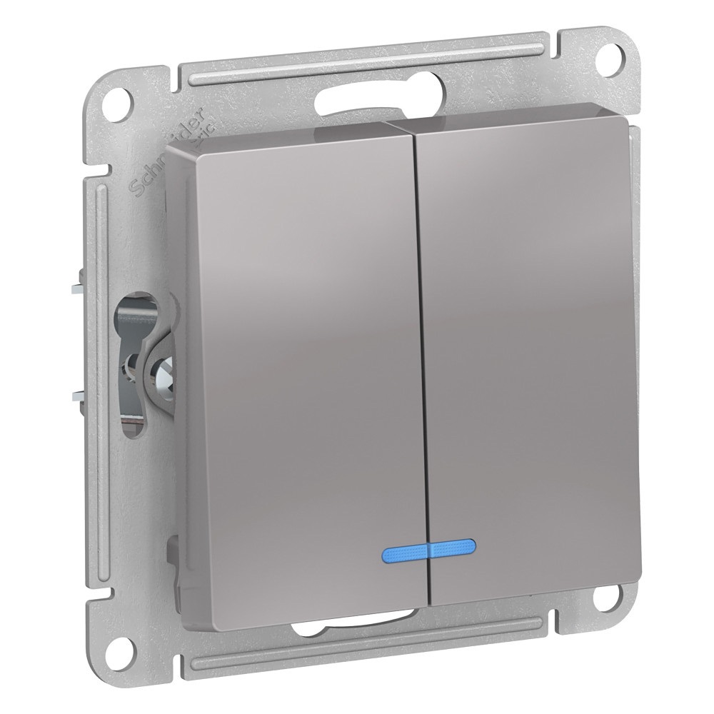 Изображение товара Встраиваемый двухклавишный выключатель Systeme Electric AtlasDesign с подсветкой Изображение товара Встраиваемый двухклавишный выключатель Systeme Electric AtlasDesign с подсветкой