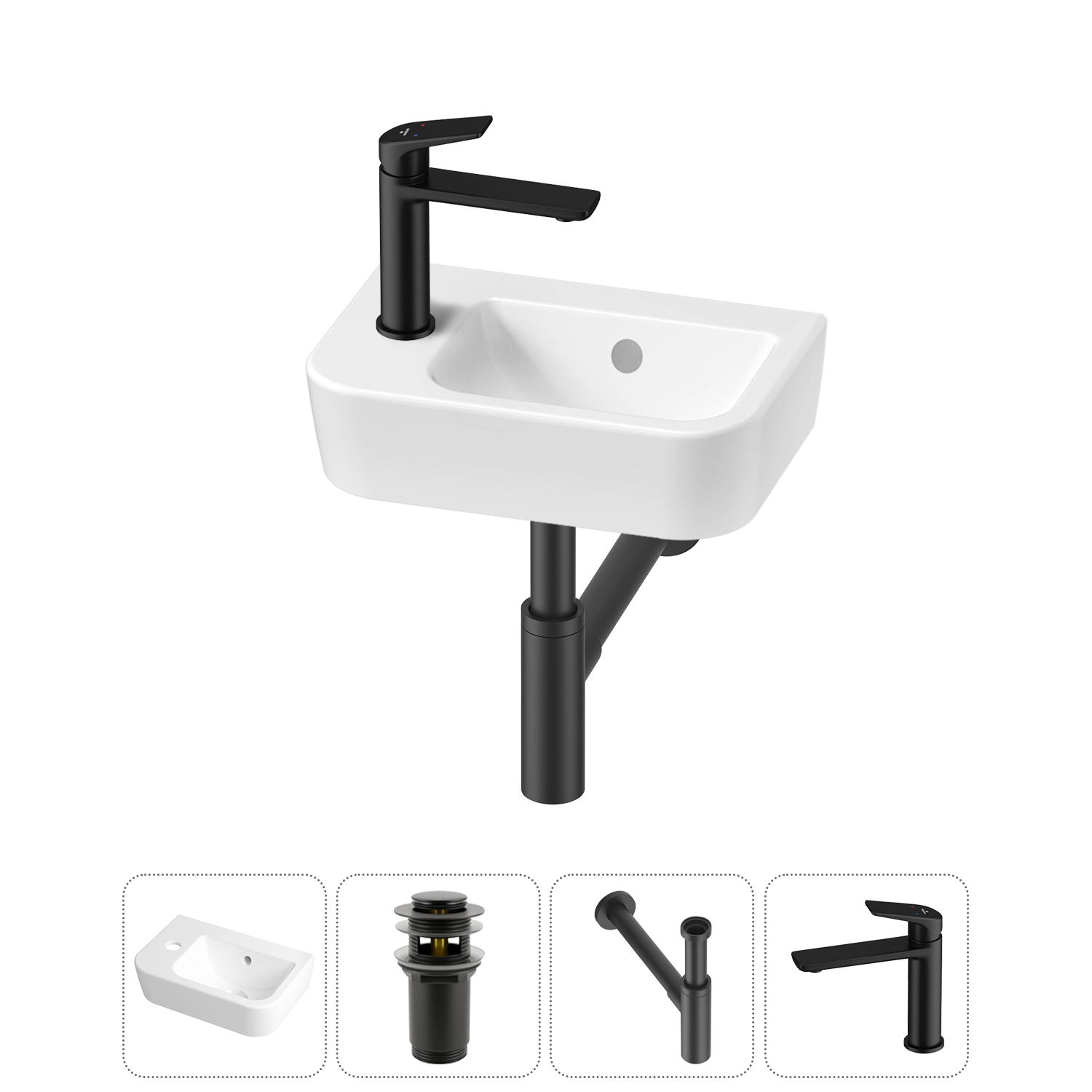 Изображение товара Раковина Lavinia boho one 37см с донным клапаном сифон и смесителем комплект