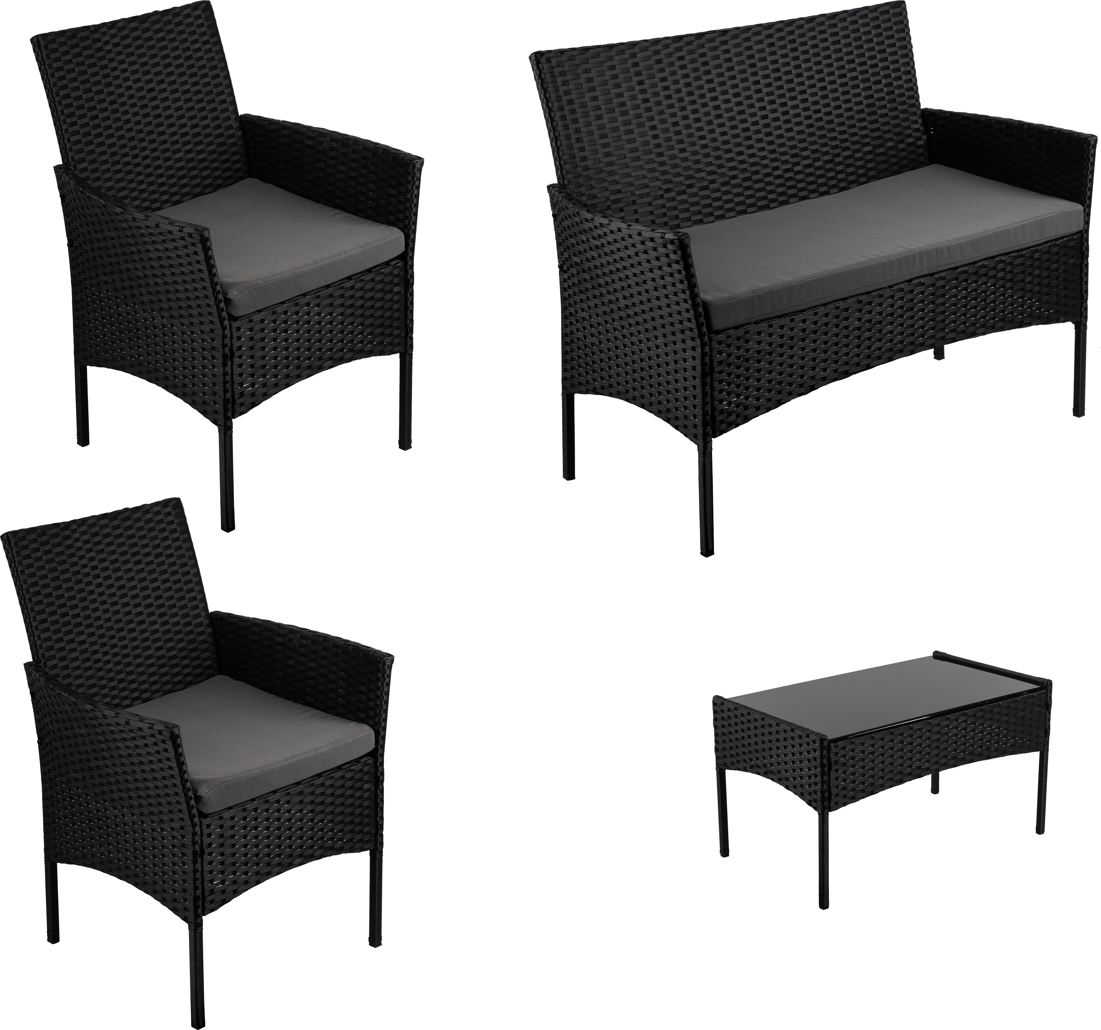 Изображение товара Садовая мебель для обеда Park Квартет из ротанга 4 предмета черная