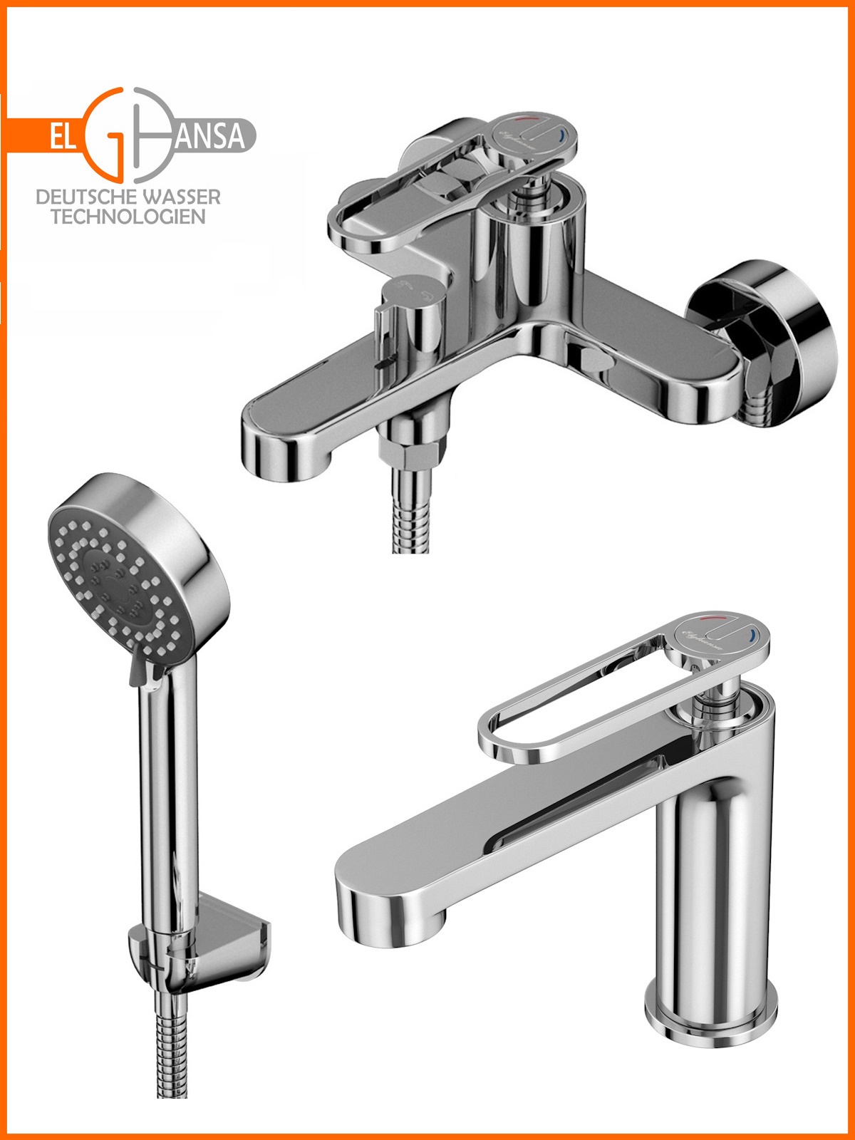 Изображение товара Набор смесителей для ванны с душевым комплектом Elghansa 5050 хром