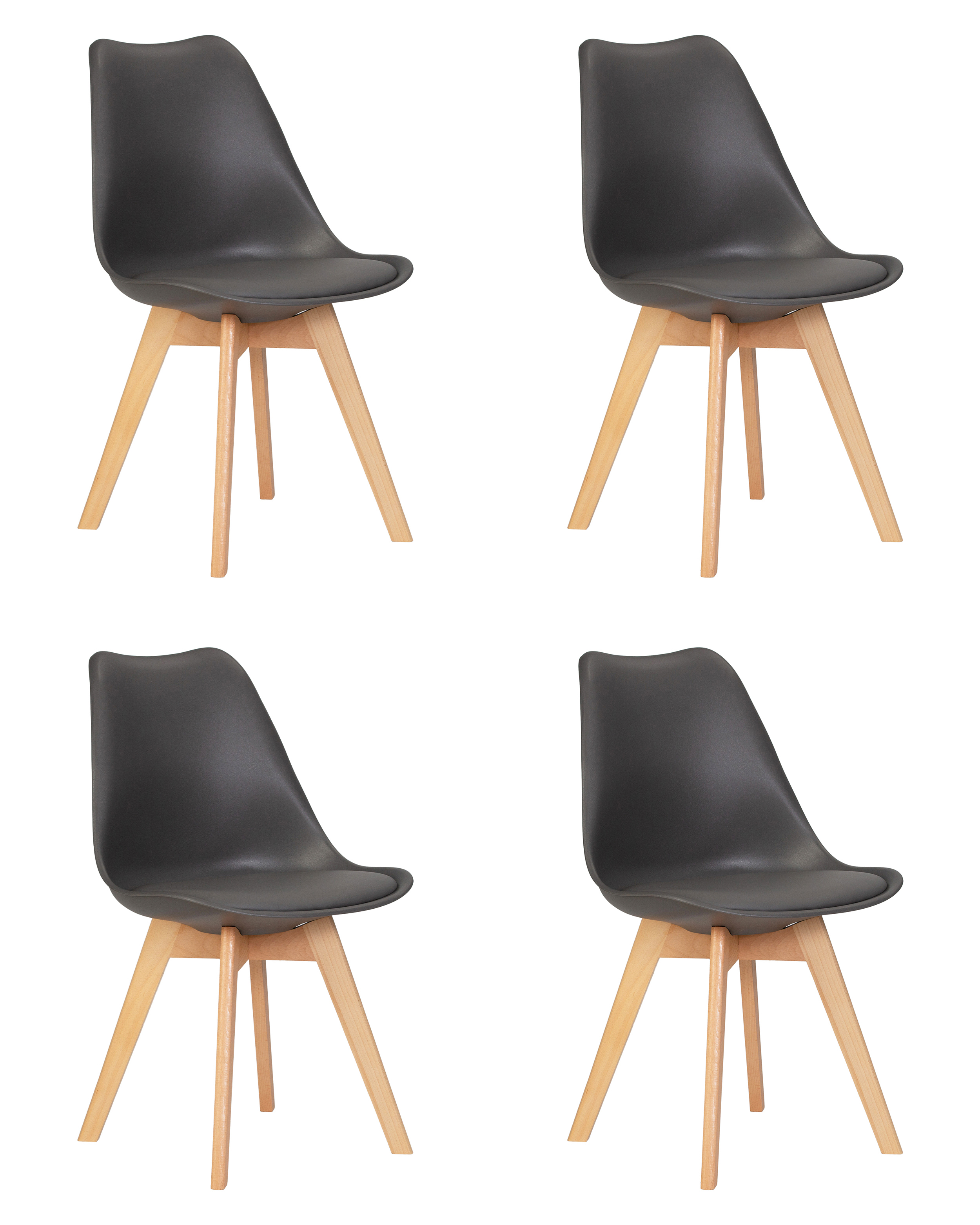 Изображение товара Комплект кухонных стульев 4 шт Dobrin Jerry soft LMZL-PP635 темно-серый, скандинавский стиль