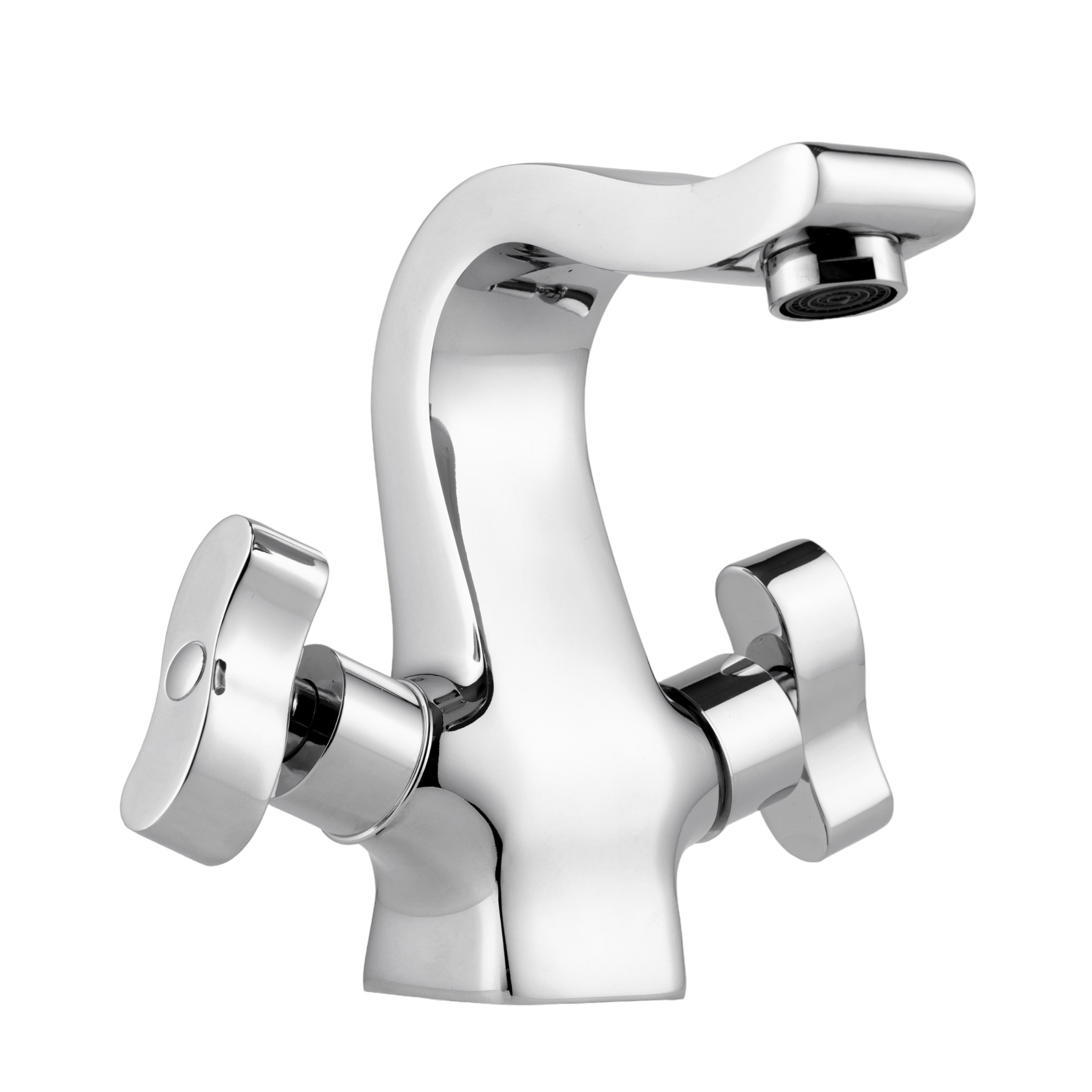 Изображение товара Смеситель для раковины Potato P10310 двухвентильный волнообразный с вентильными ручками цвет хром