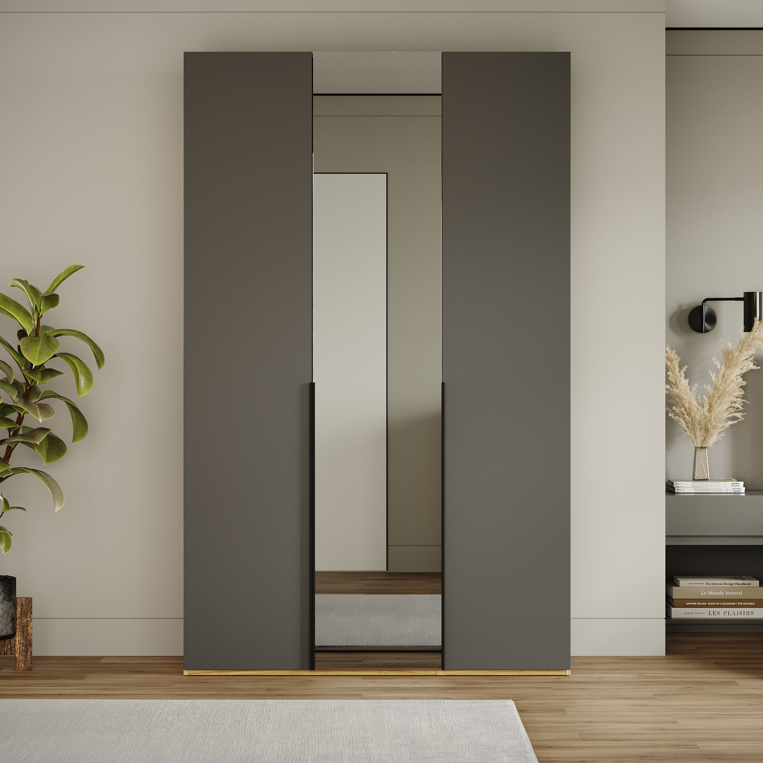 Изображение товара Шкаф распашной Трия 248883 - Яблоня Беллуно/Графит софт 135x217 см