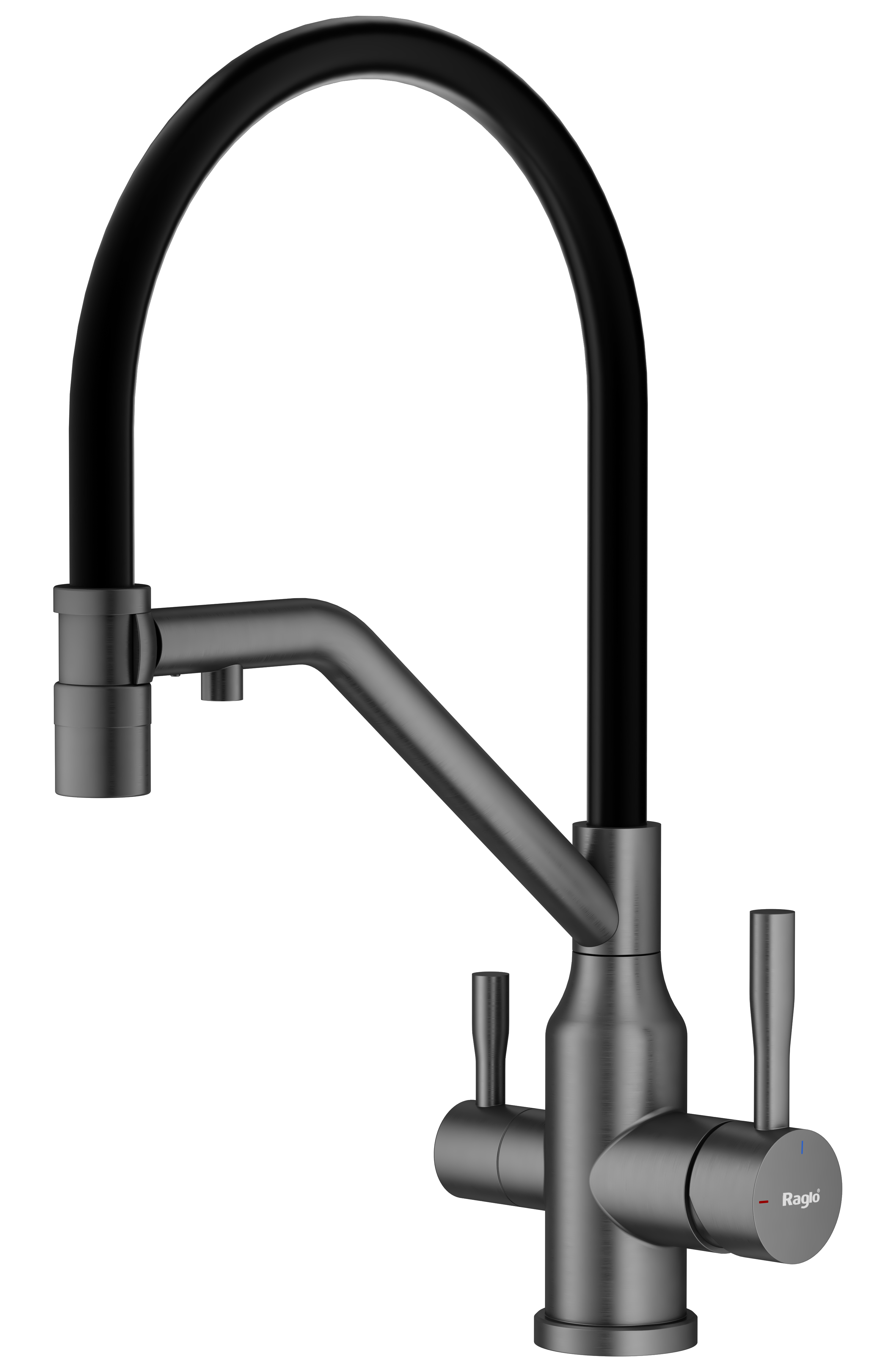 Изображение товара Смеситель для кухни Raglo R81 гибкий излив 19.5 см цвет графит черный