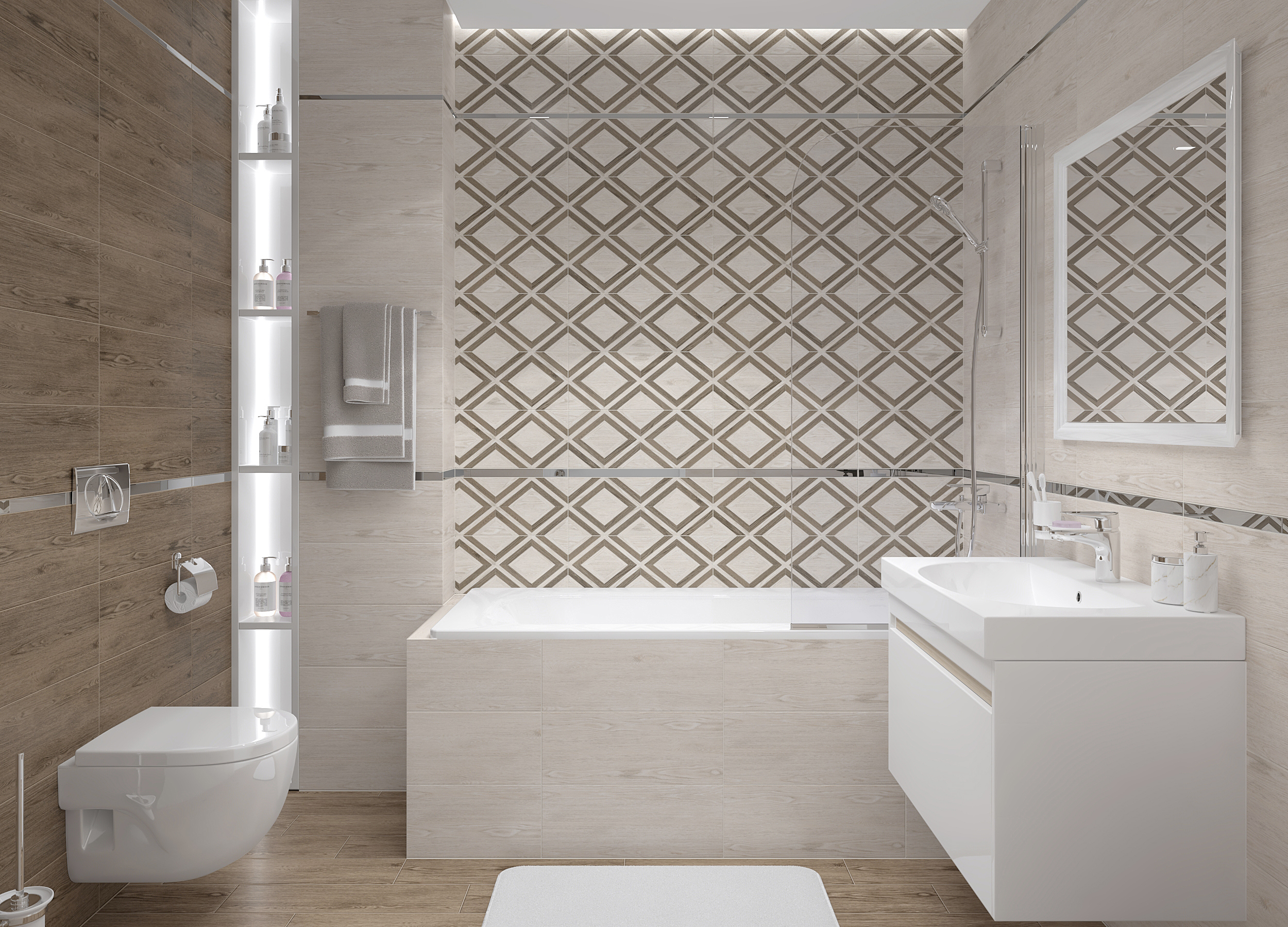 Изображение товара Керамическая плитка Laparet Wisdom 20x50 см настенная для стен натуральный эффект дерева