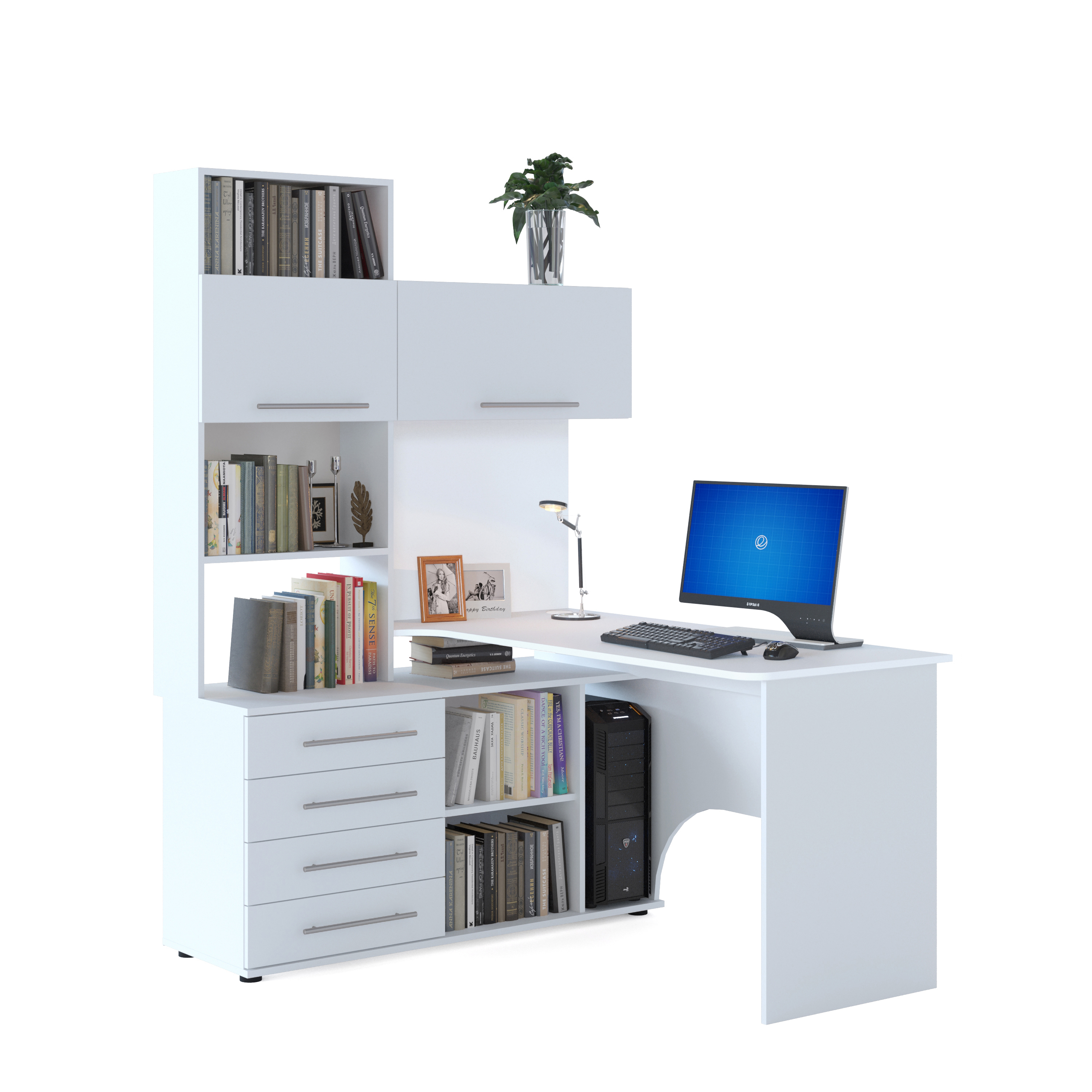 Изображение товара Письменный стол Сокол-т КСТ-14.1Л белый, вместительный компьютерный стол для офиса