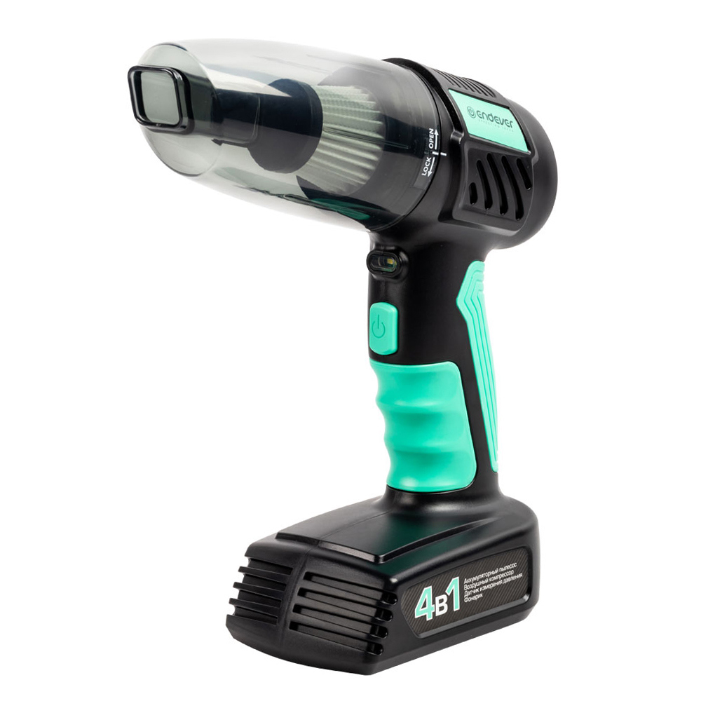 Изображение товара Портативный автомобильный пылесос Endever Skyclean VC-295 с насосом и светодиодным фонарем