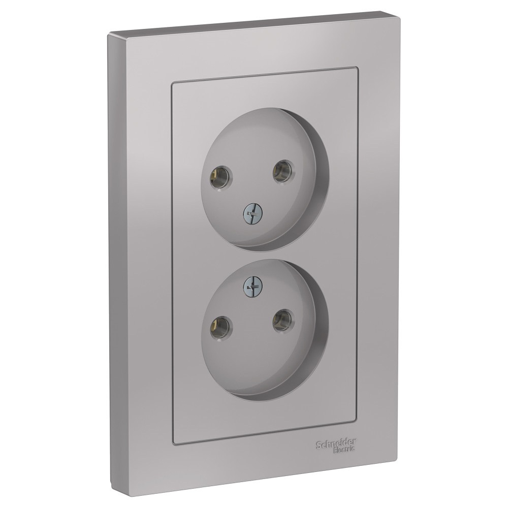 Изображение товара Силовая встраиваемая розетка Systeme Electric AtlasDesign двойная 16А 250В алюминий Изображение товара Силовая встраиваемая розетка Systeme Electric AtlasDesign двойная 16А 250В алюминий
