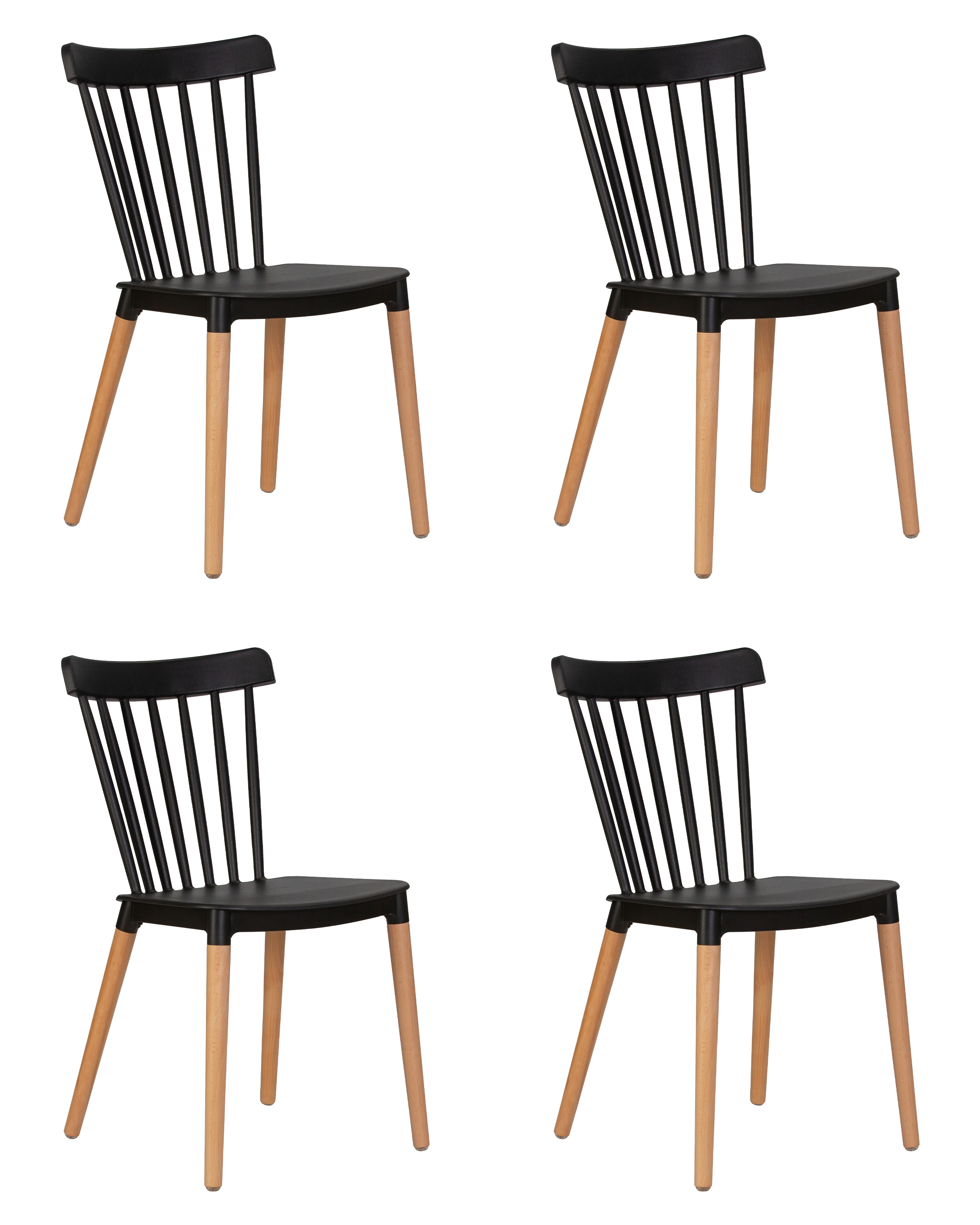 Изображение товара Комплект кухонных стульев 4 шт Dobrin Theo lmzl-pp687 46x46x50 см пластик цвет черный