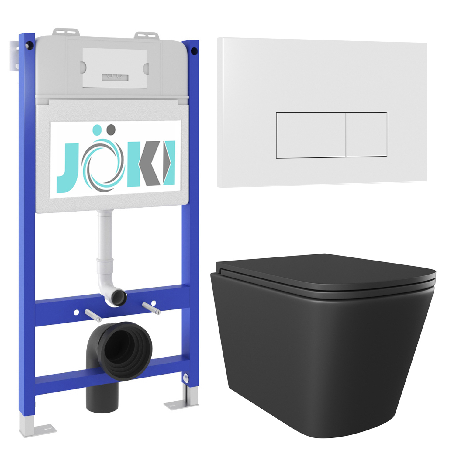 Изображение товара Комплект инсталляция с унитазом Joki Verna Black 6 в 1 с микролифтом и двойным смывом