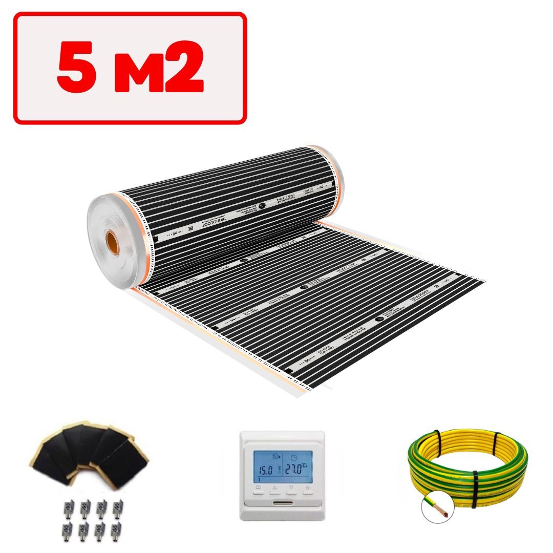 Изображение товара Инфракрасная пленка тепло пола Теплософт 5 м² 1100 Вт с программируемым терморегулятором