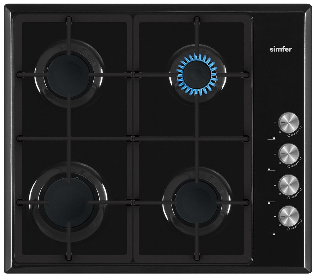 Изображение товара Газовая варочная панель Simfer H60Q40B416 60 см 4 конфорки цвет черный 339645