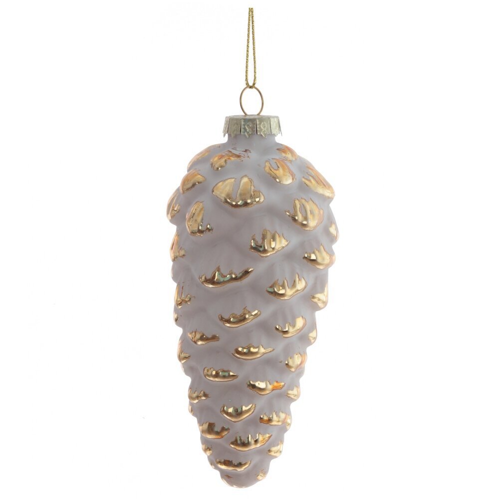 Изображение товара Елочная игрушка шишка белая 13 см x 5 см стекло новогодний декор