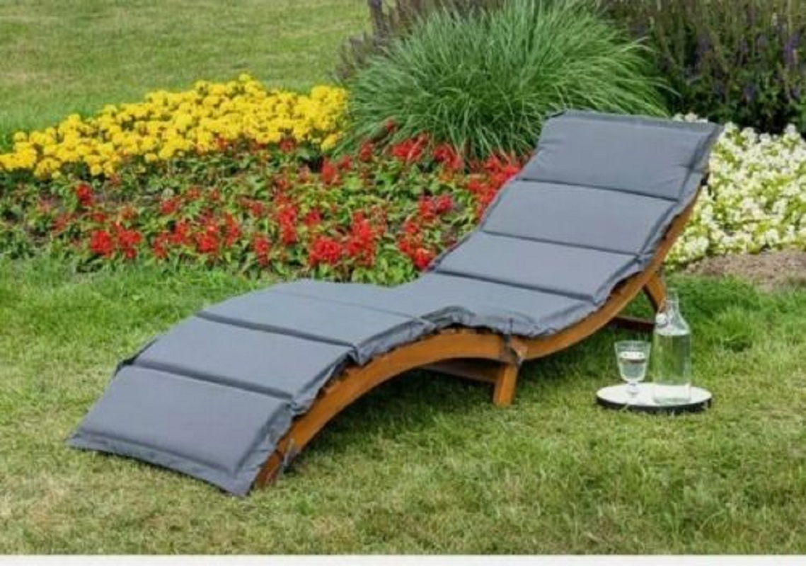 Изображение товара Шезлонг с подушкой AFM-803A Grey складной дерево коричневый 180x54x68 см