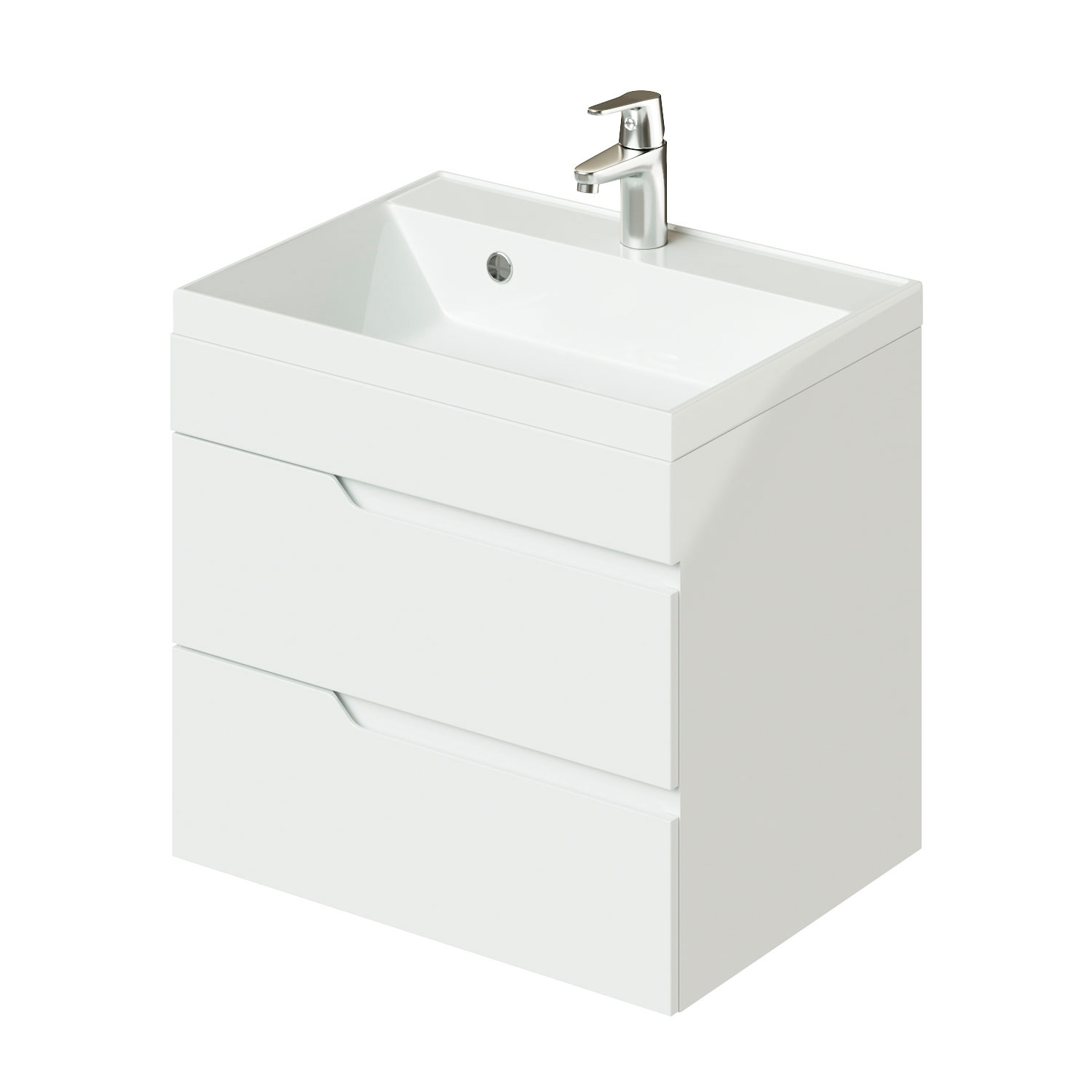 Изображение товара Подвесная тумба под раковину Итана 60см белая с раковиной коллекции Alexa