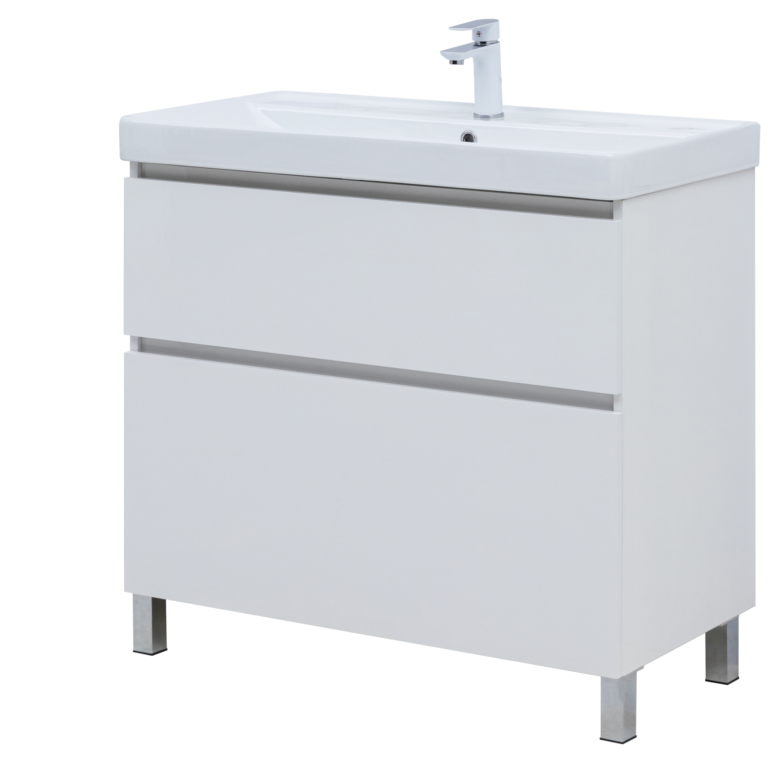 Изображение товара Тумба под раковину напольная Aquanet 00344124 89см цвет белый глянец