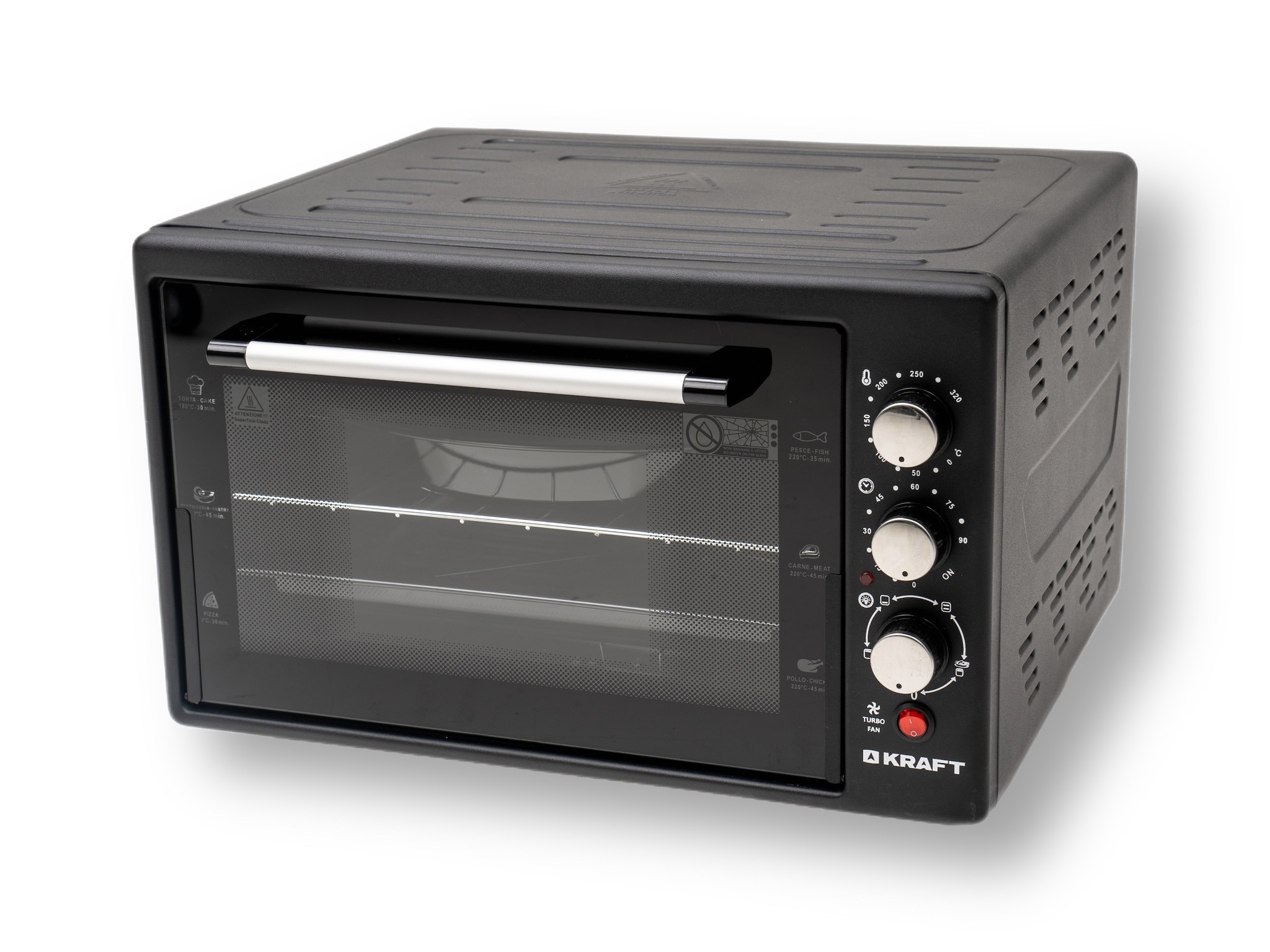 Изображение товара Электропечь KRAFT 1500 Вт 38 л черная с конвекцией и таймером