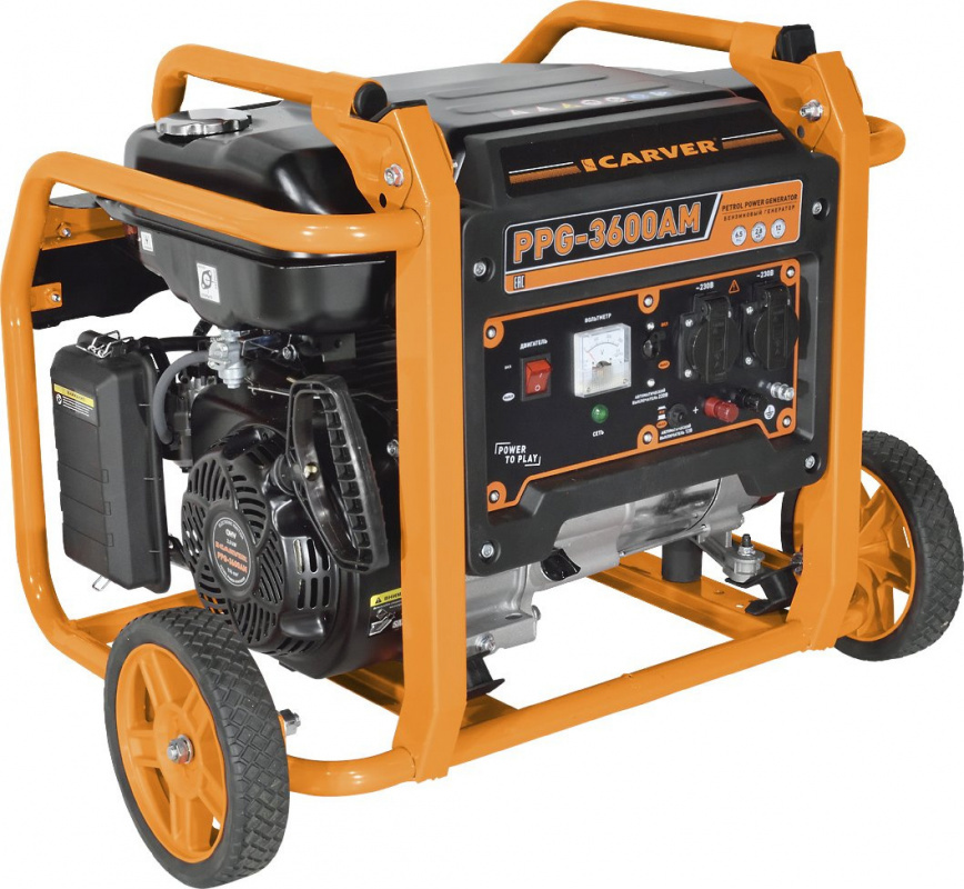 Изображение товара Генератор бензиновый Carver PPG- 3600AM 3.3 кВт