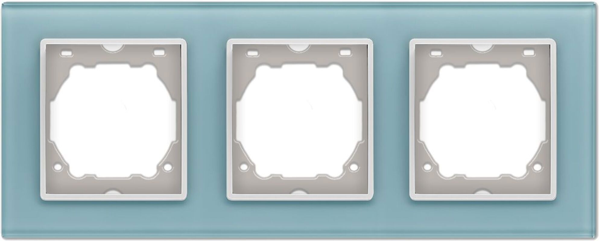 Изображение товара Rамка VESTA-ELECTRIC Exclusive 3 поста голубая, глянцевая, 361х81 мм