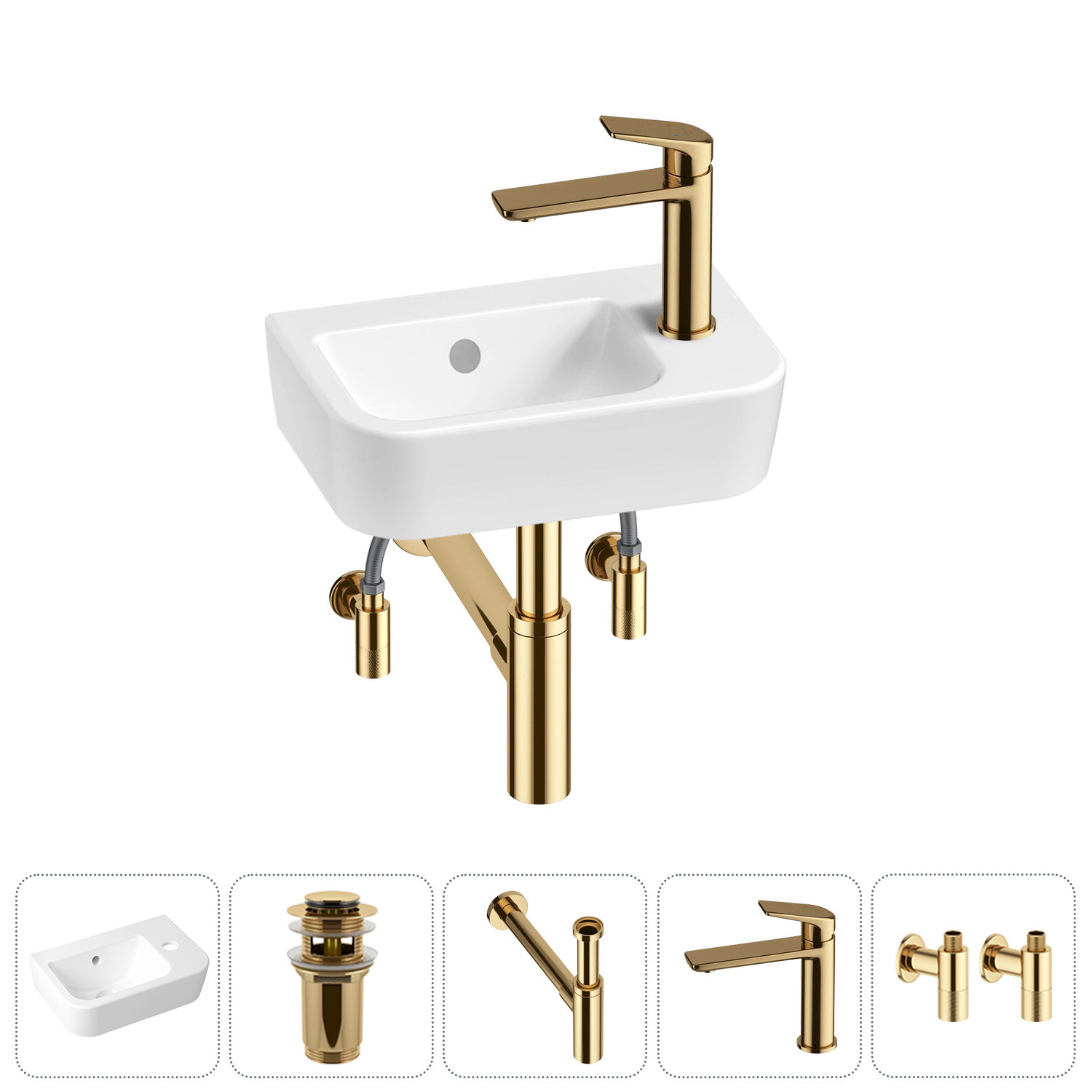 Изображение товара Раковина Lavinia Boho One 37см 5 в 1 с донным клапаном сифоном и смесителем