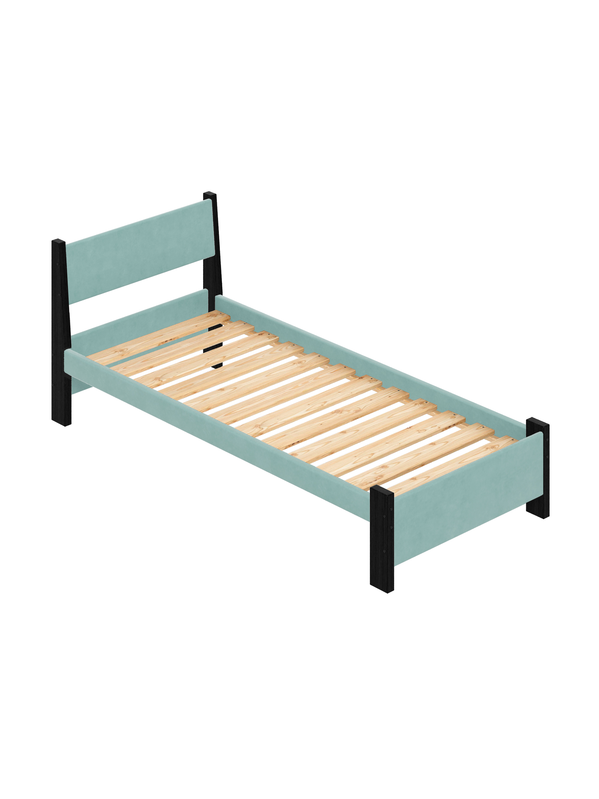 Изображение товара Кровать Solarius Мишка реечное основание 80 x 80 x 200 см дерево цвет тиффани;оникс