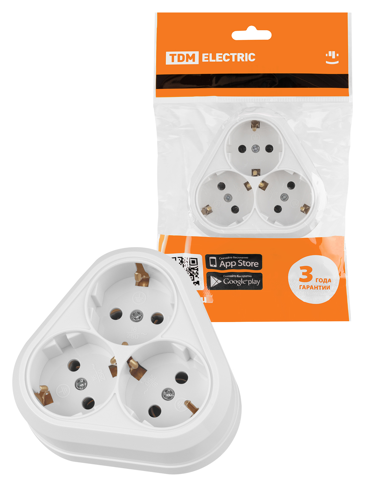 Изображение товара Розетка тройная накладная Tdm electric Ладога SQ1801-0138 цвет белый