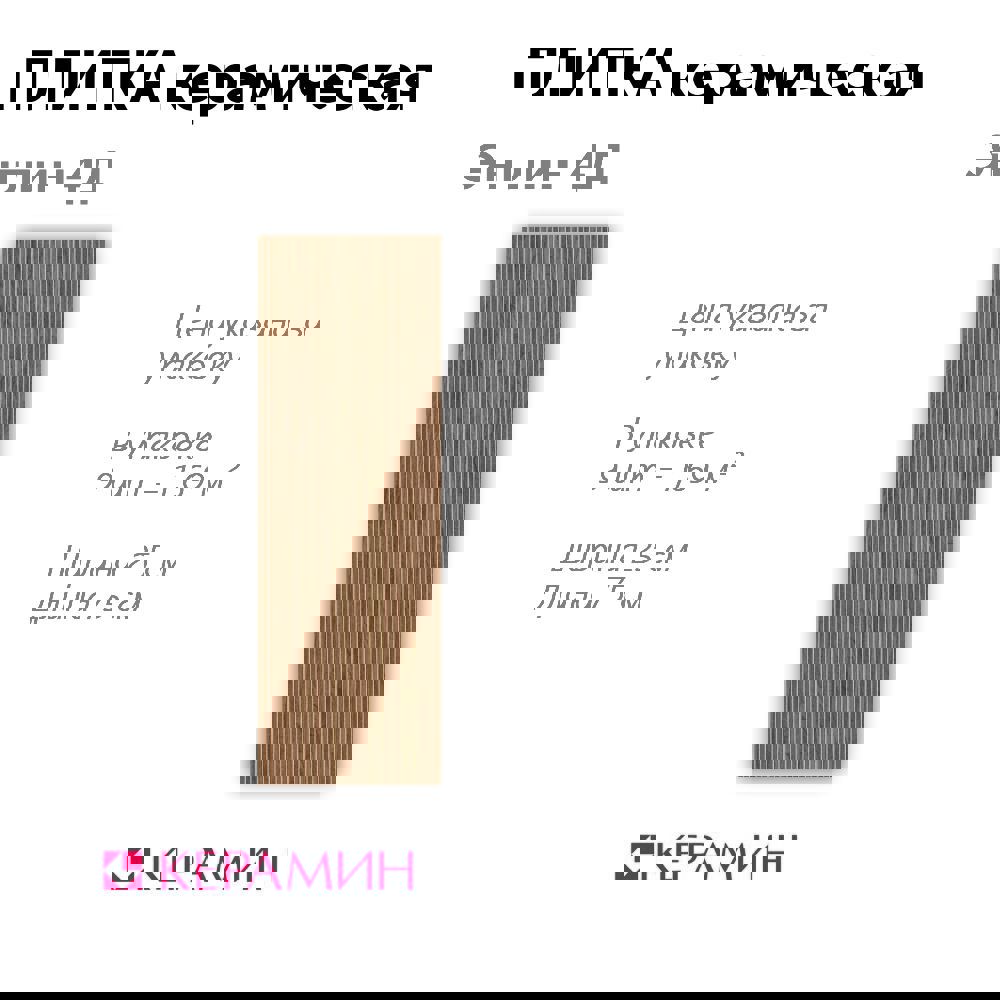 Изображение товара Настенная керамическая плитка Керамин Энглин 25x75 см коричневая