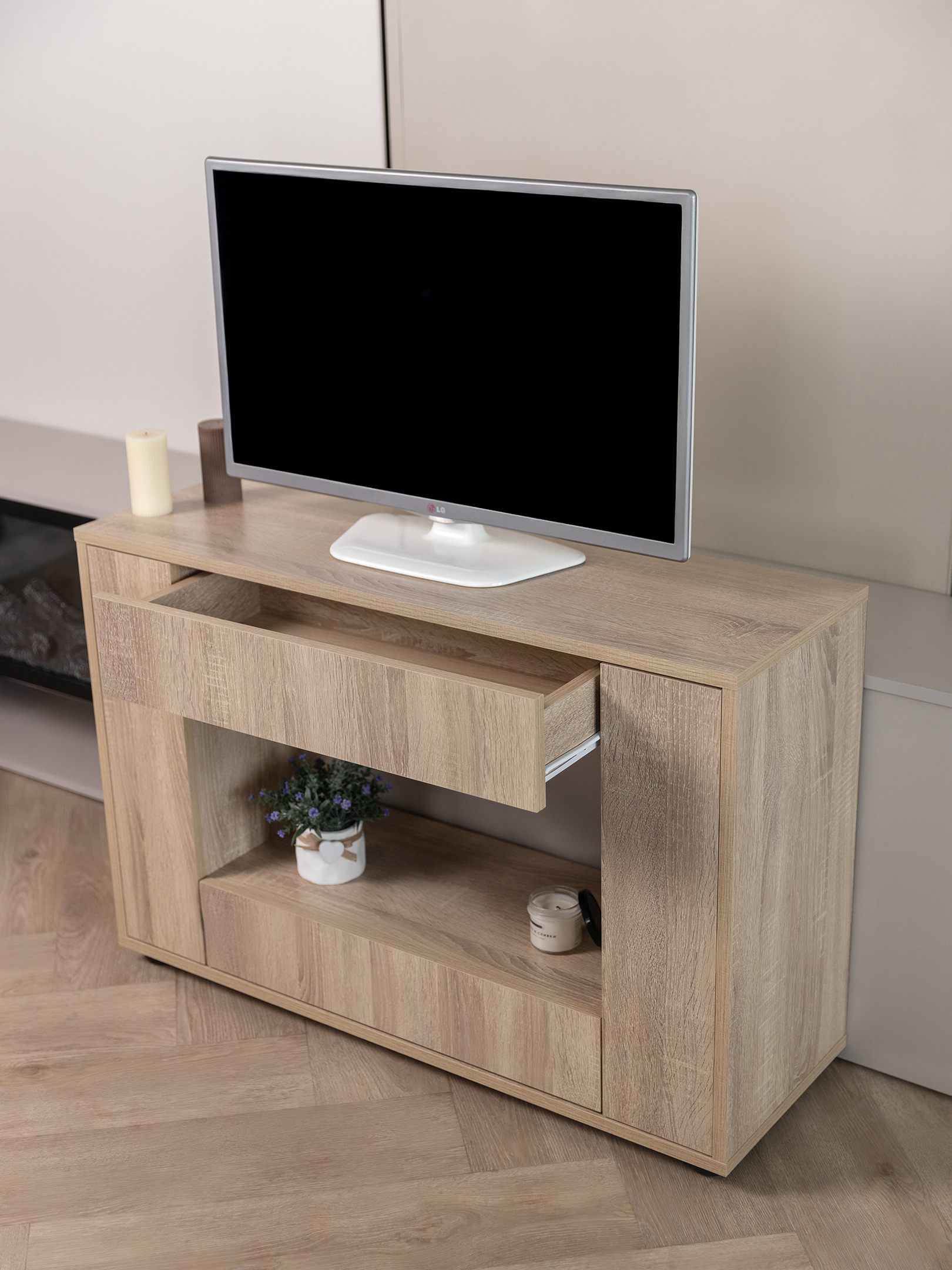 Изображение товара Тумба под телевизор Formula мебели О3-С 90x60x30 см ЛДСП цвет дуб сонома