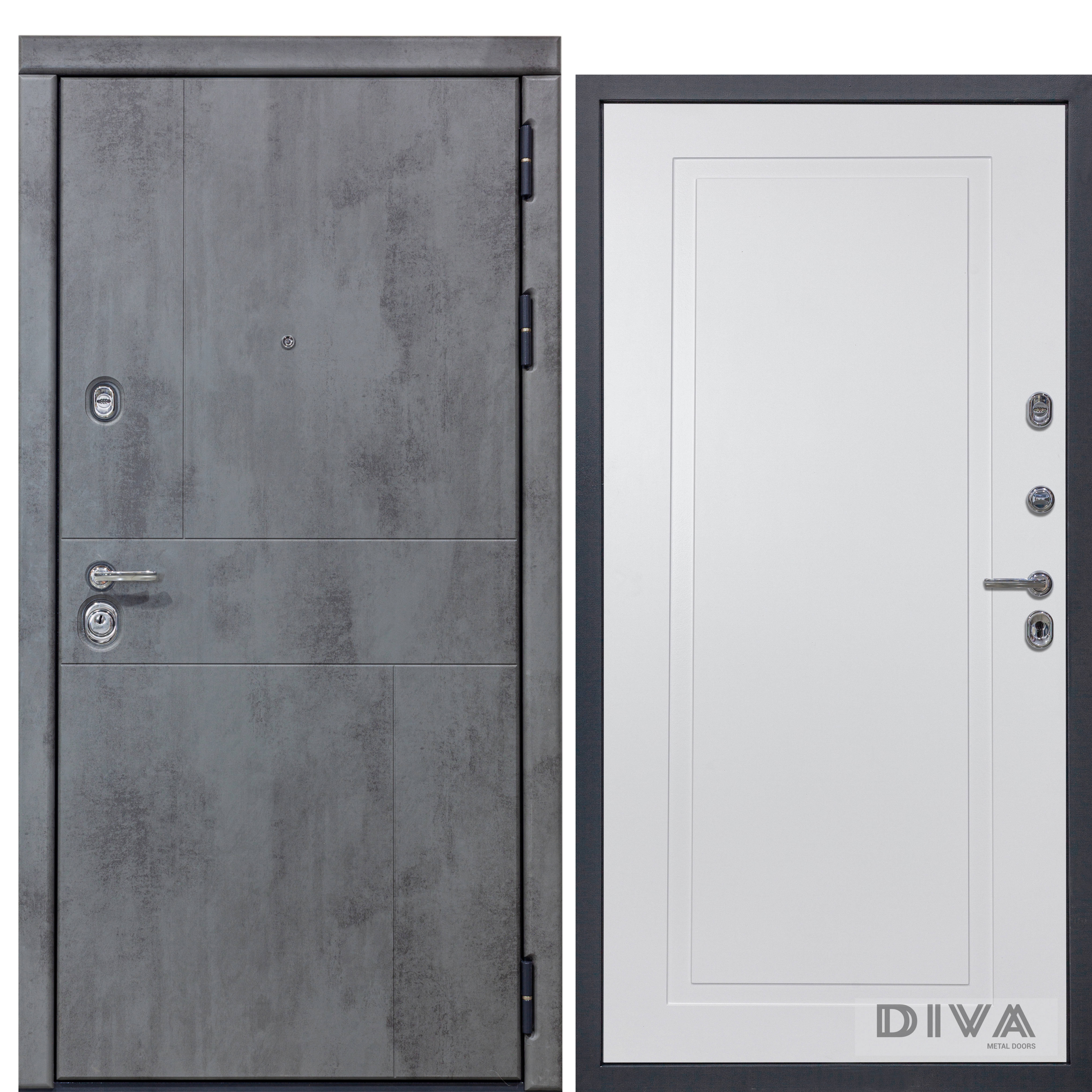 Изображение товара Входная дверь Diva 48 205x96см левый цвет белый софт Н10/бетон