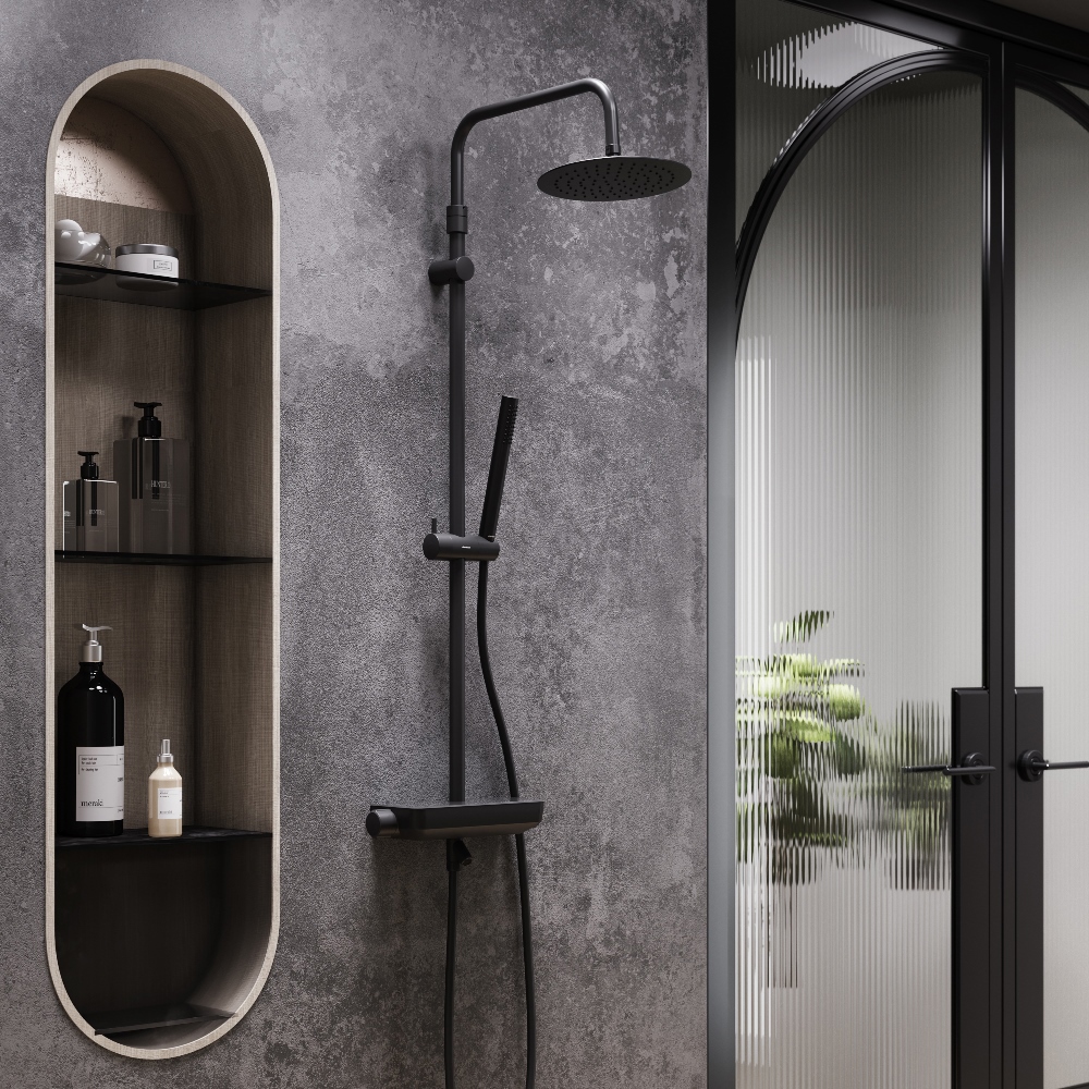 Изображение товара Душевая стойка Damixa Scandinavian pure 936730300 1 режимная цвет черный Изображение товара Душевая стойка Damixa Scandinavian pure 936730300 1 режимная цвет черный