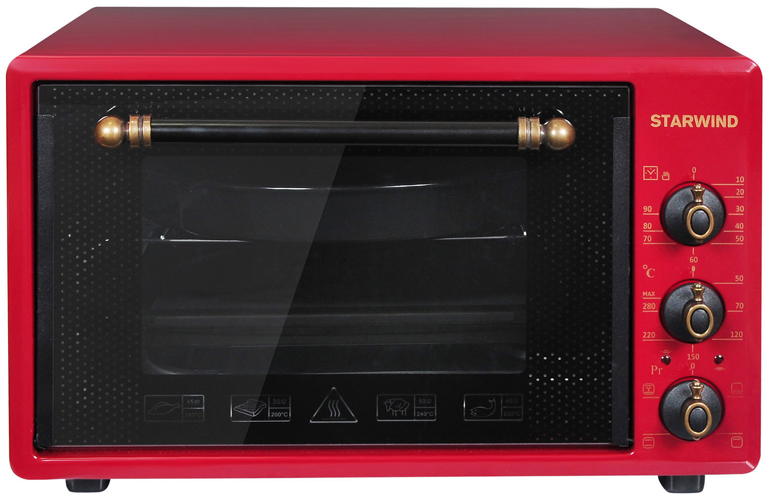 Изображение товара Электропечь STARWIND 413185 1300 Вт 36 л бордовая с таймером и режимами