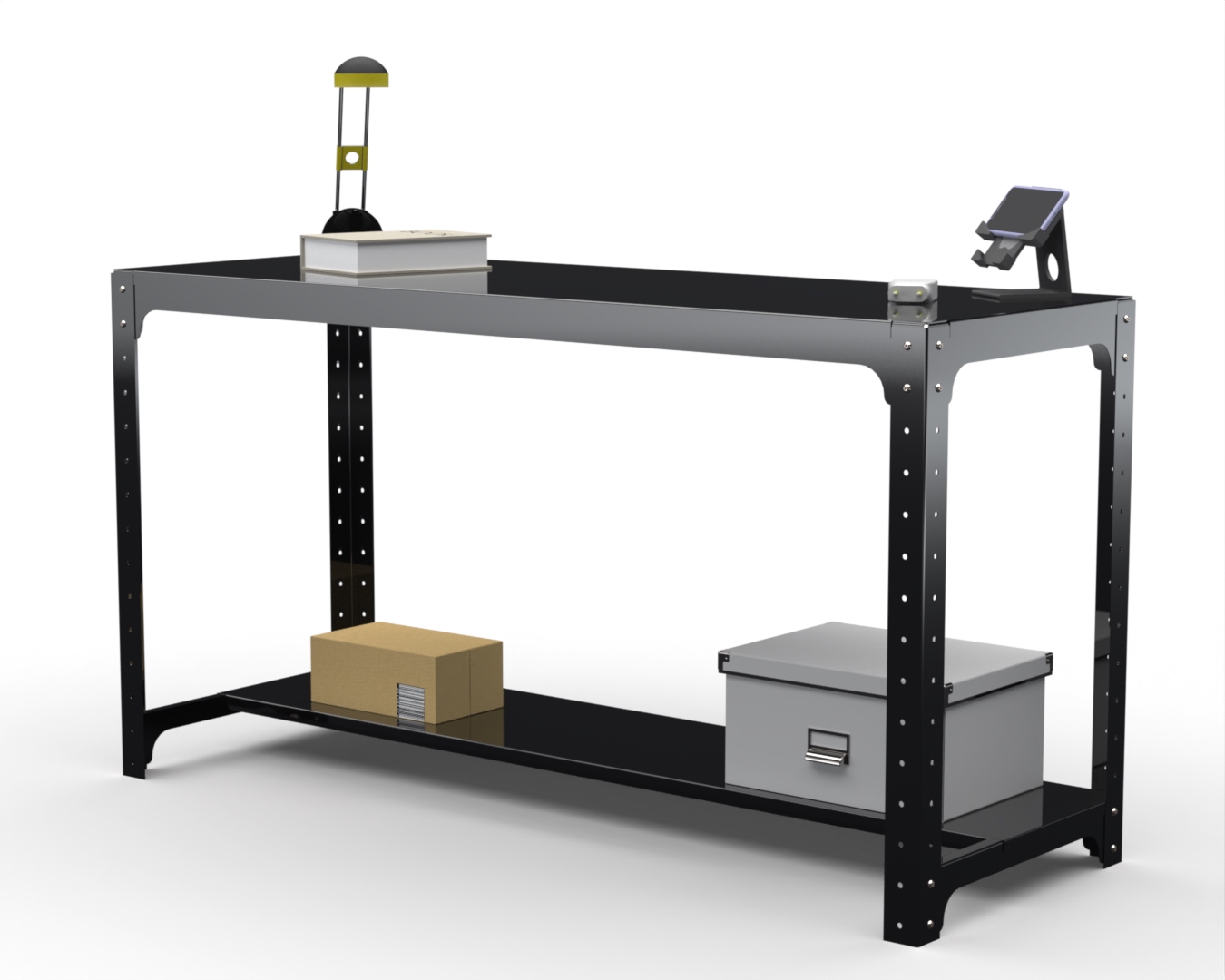 Изображение товара Металлический стол Metalex 201503 с полкой прочный и практичный для любых помещений