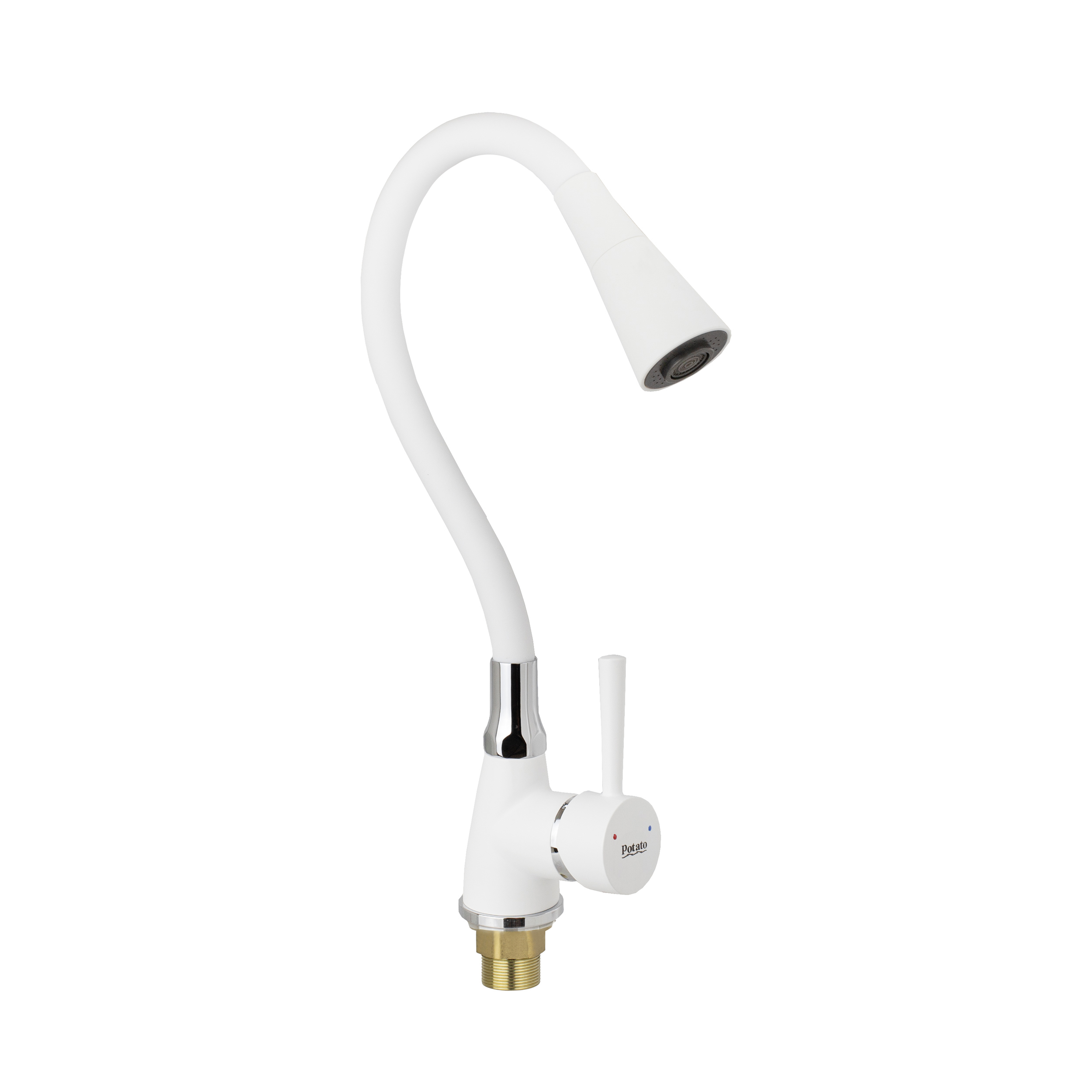 Изображение товара Смеситель для кухни Potato P36284-7 гибкий излив белый матовый