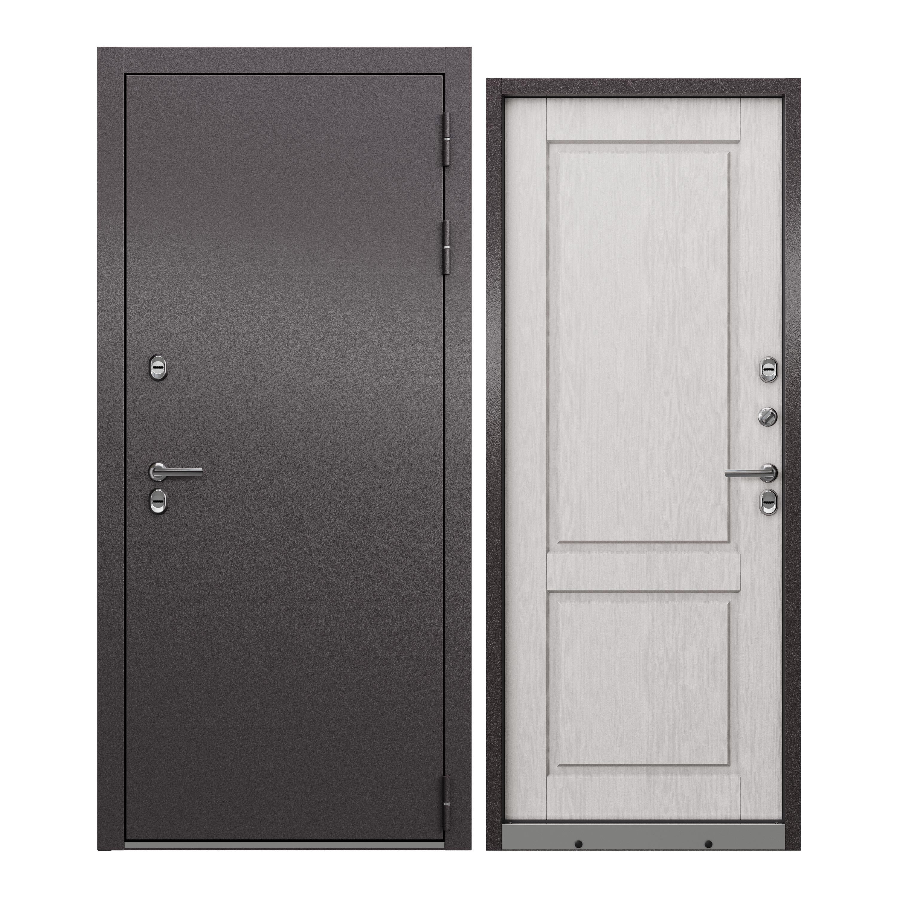 Изображение товара Входная дверь Unicorn Village Optimal правый 205x88см цвет шоколад букле/белый ларче замки 3го класса