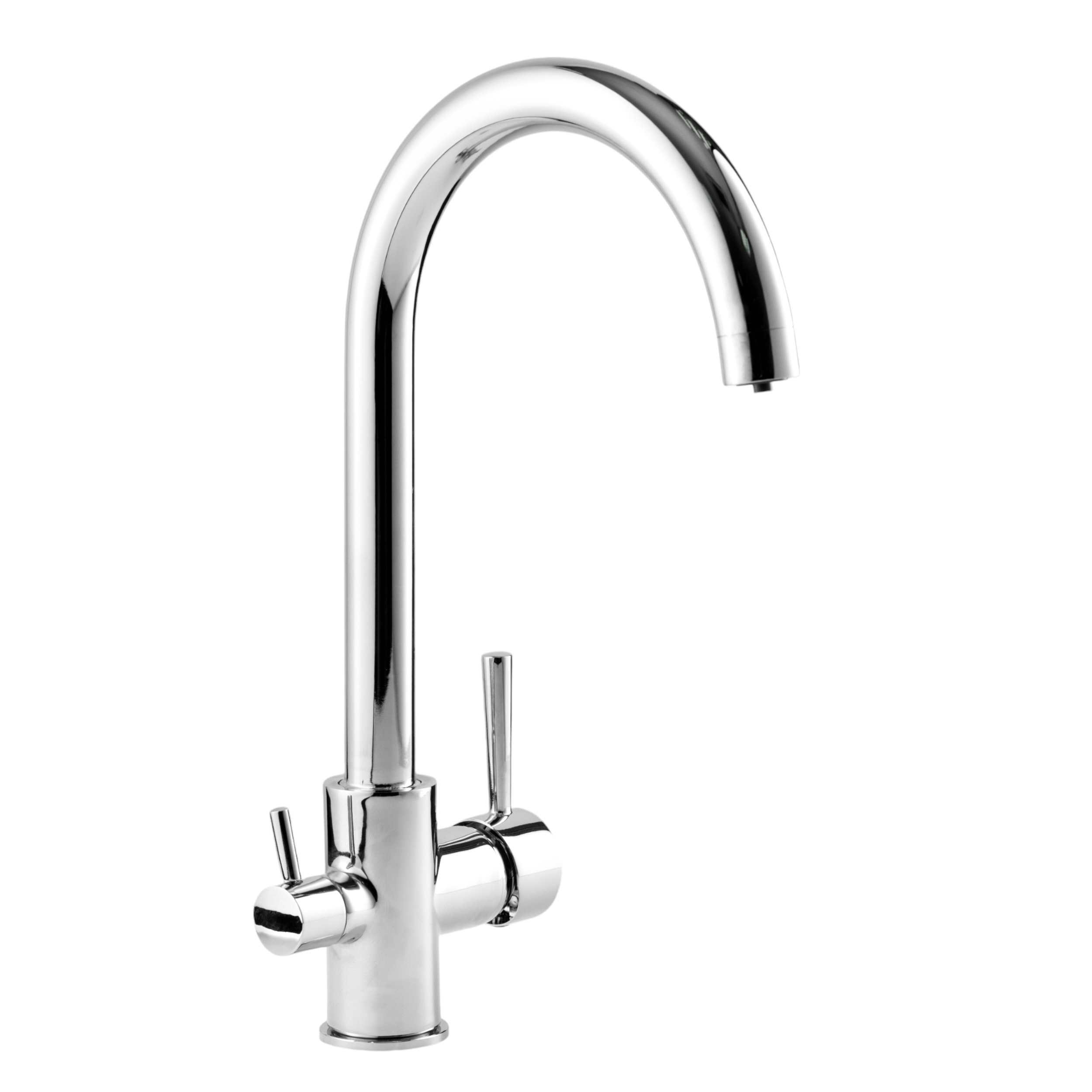 Изображение товара Смеситель для кухни Potato P44297 с выходом для питьевой воды С-образный длинный гусак поворотный излив 26.5 см цвет хром