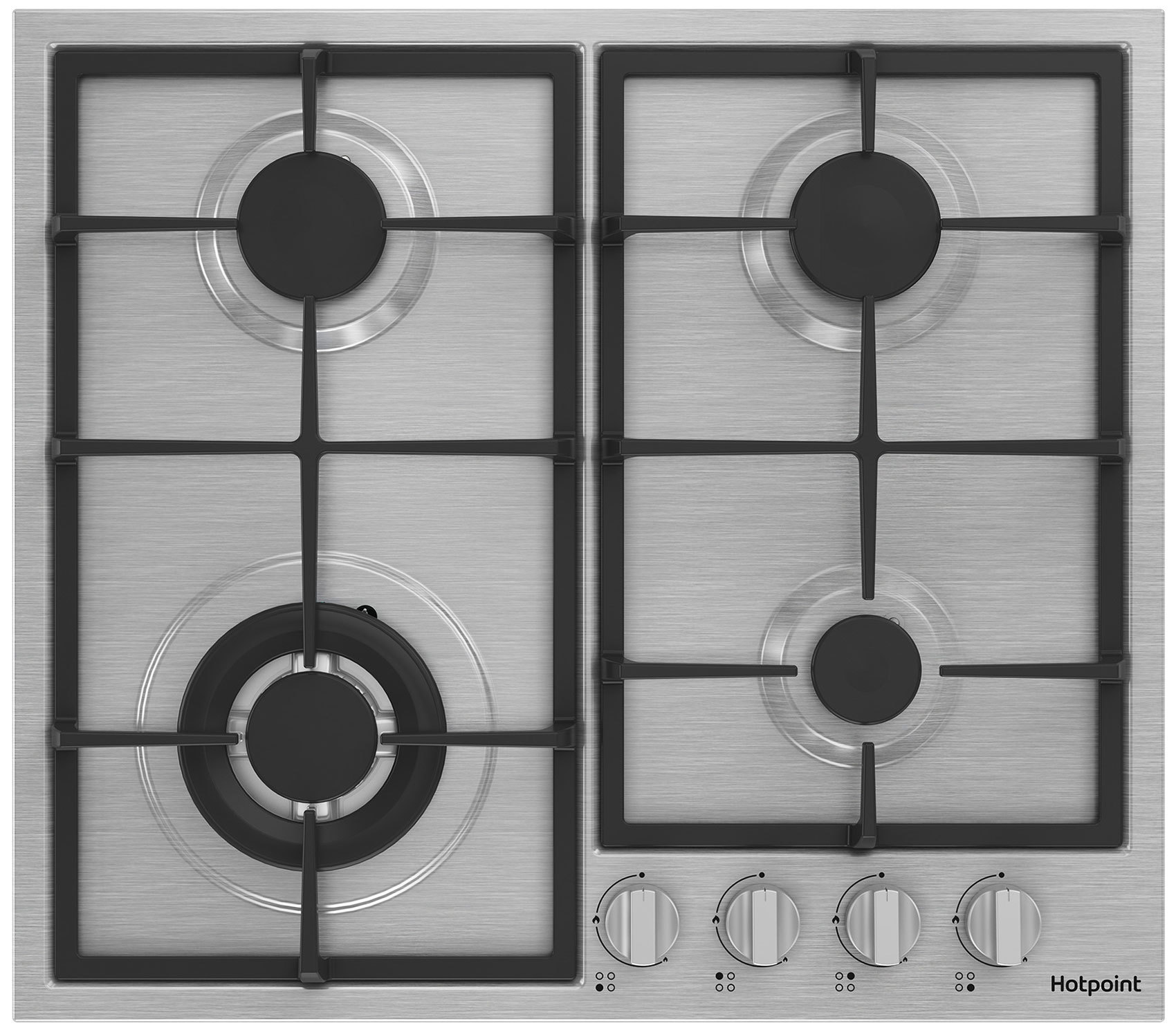 Изображение товара Газовая варочная панель Hotpoint HGMT 642 W IX 58.5 см 4 конфорки нержавеющая сталь