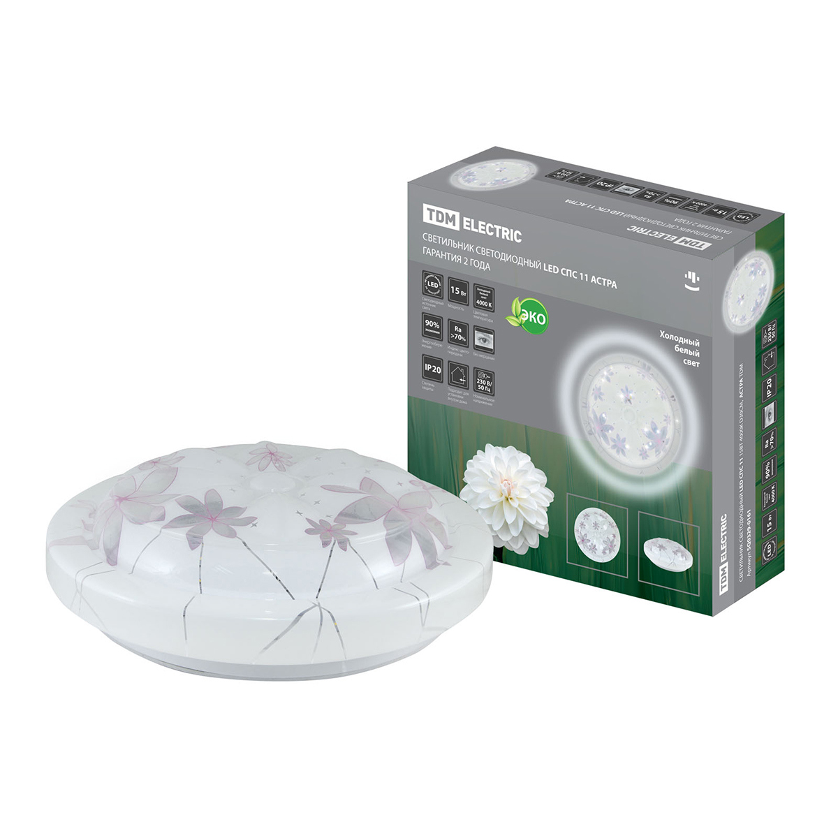 Изображение товара Настенно-потолочный светодиодный светильник Tdm Electric 235965 15 Вт белый