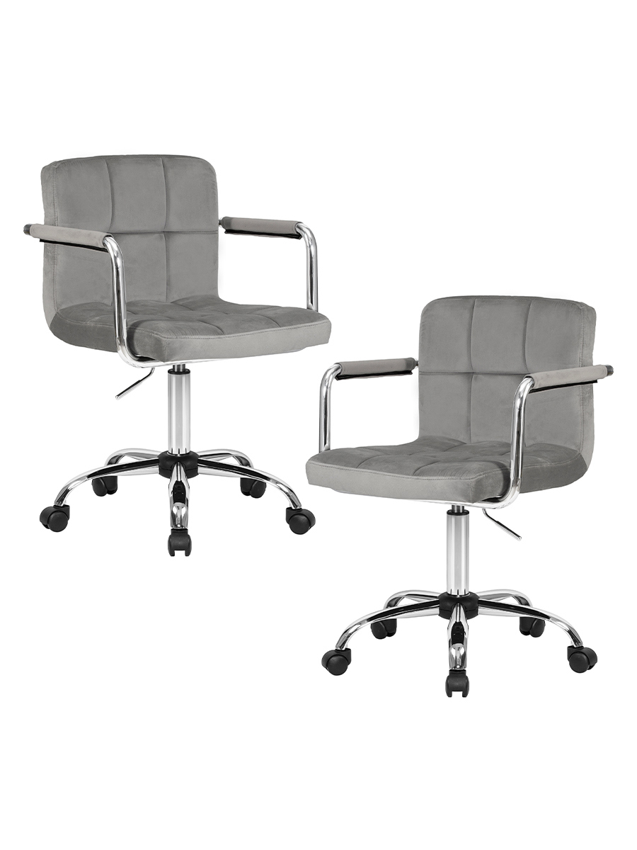 Изображение товара Набор офисных кресел 2 шт Dobrin Terry lm-9400 серый велюр регулировка высоты