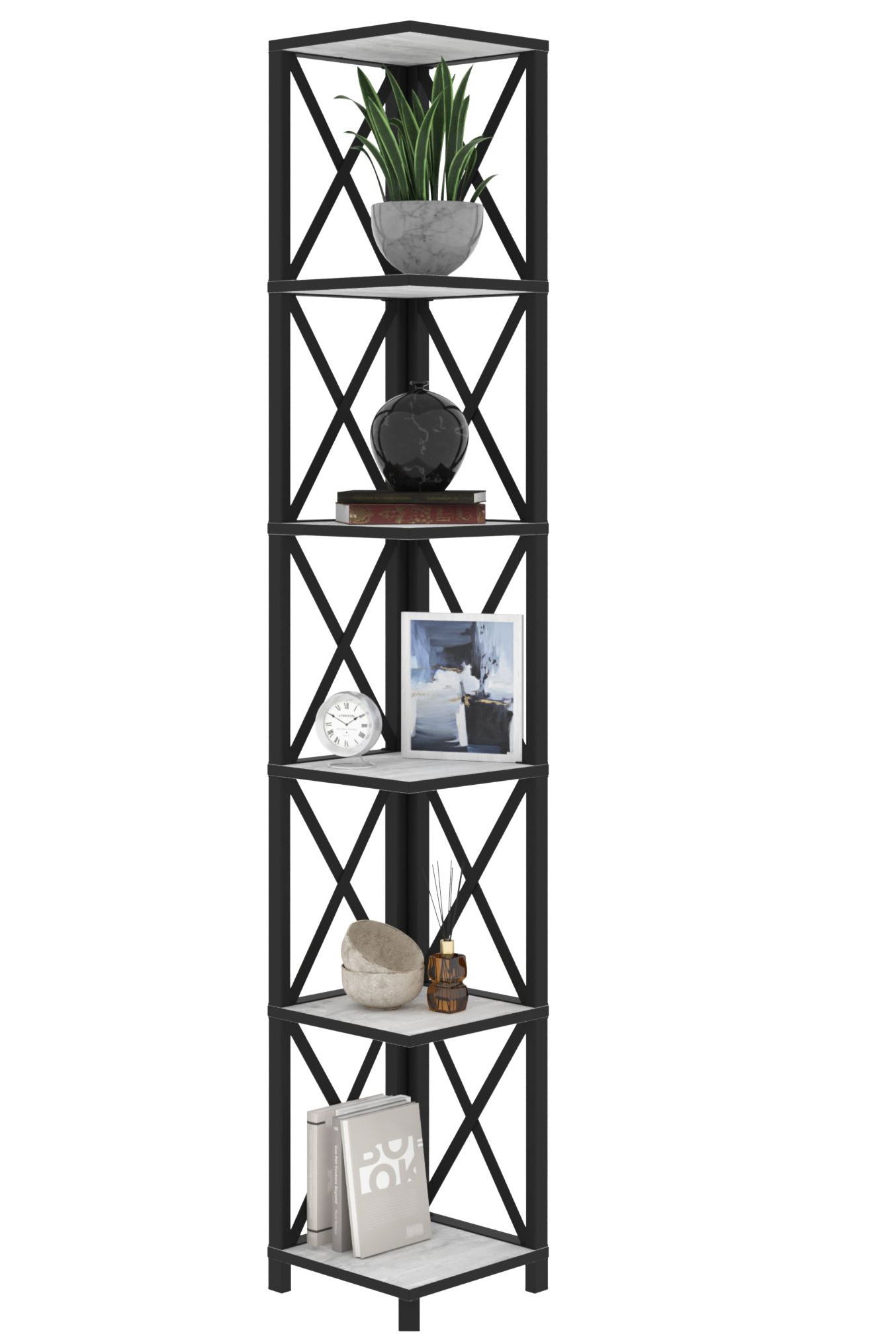 Изображение товара Стеллаж с полками Make mebel 29x182x29 см нагрузка до 20 кг металл цвет серый