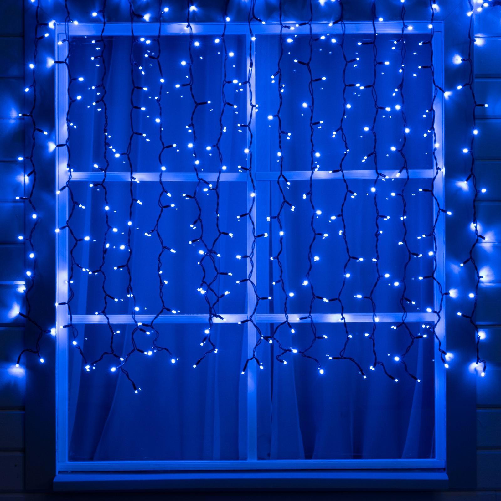 Изображение товара Электрогирлянда занавес светодиодная 2х1.5м синий IP65 360 LED Luazon Lighting
