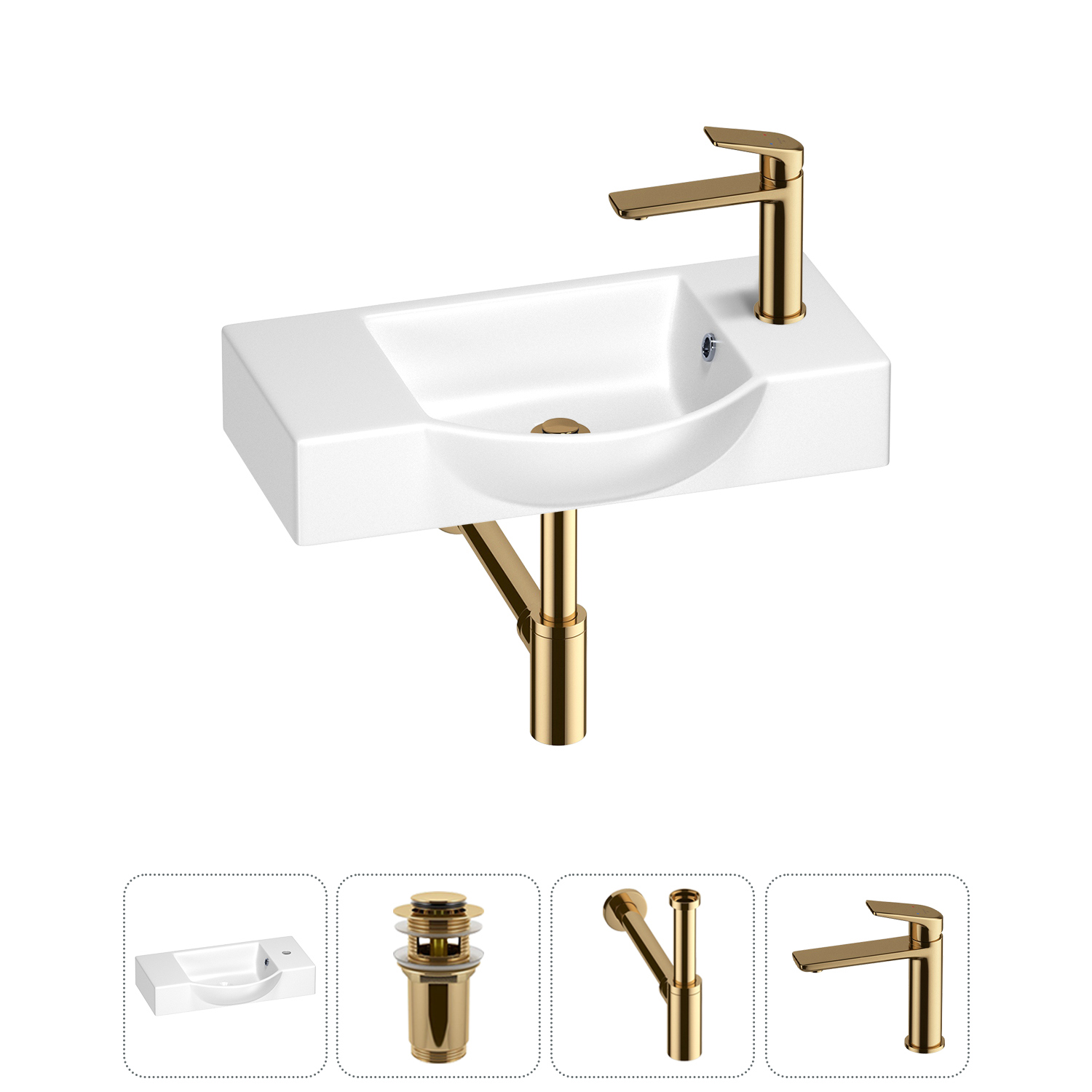 Изображение товара Раковина Wellsee WC Area 55 см с комплектом золото Globo