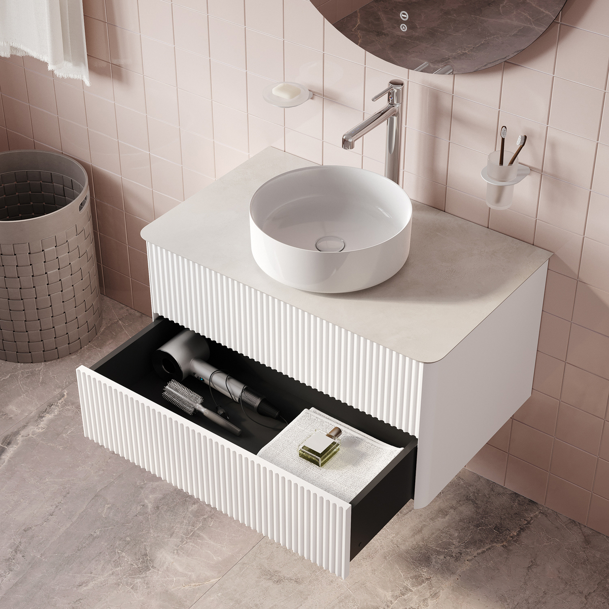 Изображение товара Подвесная тумба для ванны IDDIS Aiger 80 см с столешницей из керамогранита