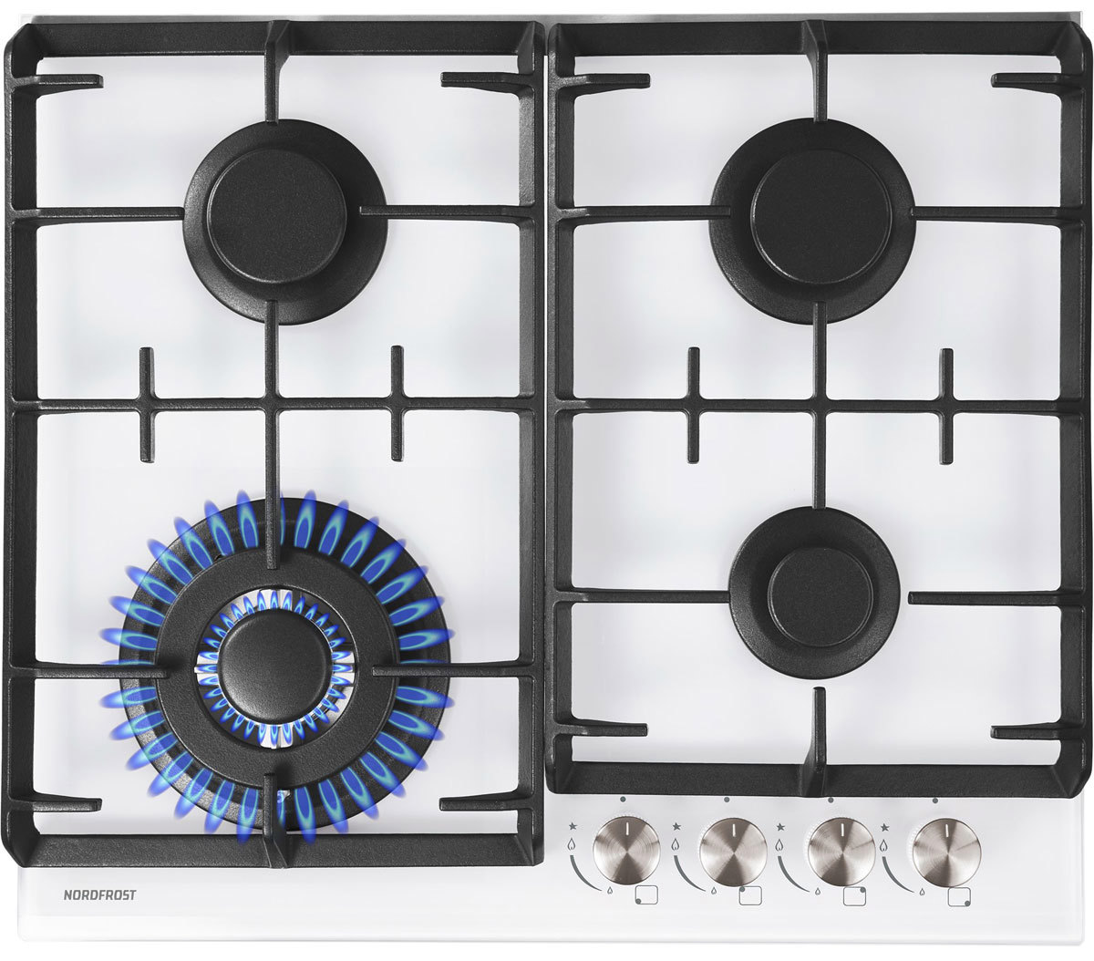 Изображение товара Газовая варочная панель Nordfrost Hm 6044 W 58 см 4 конфорки цвет белый