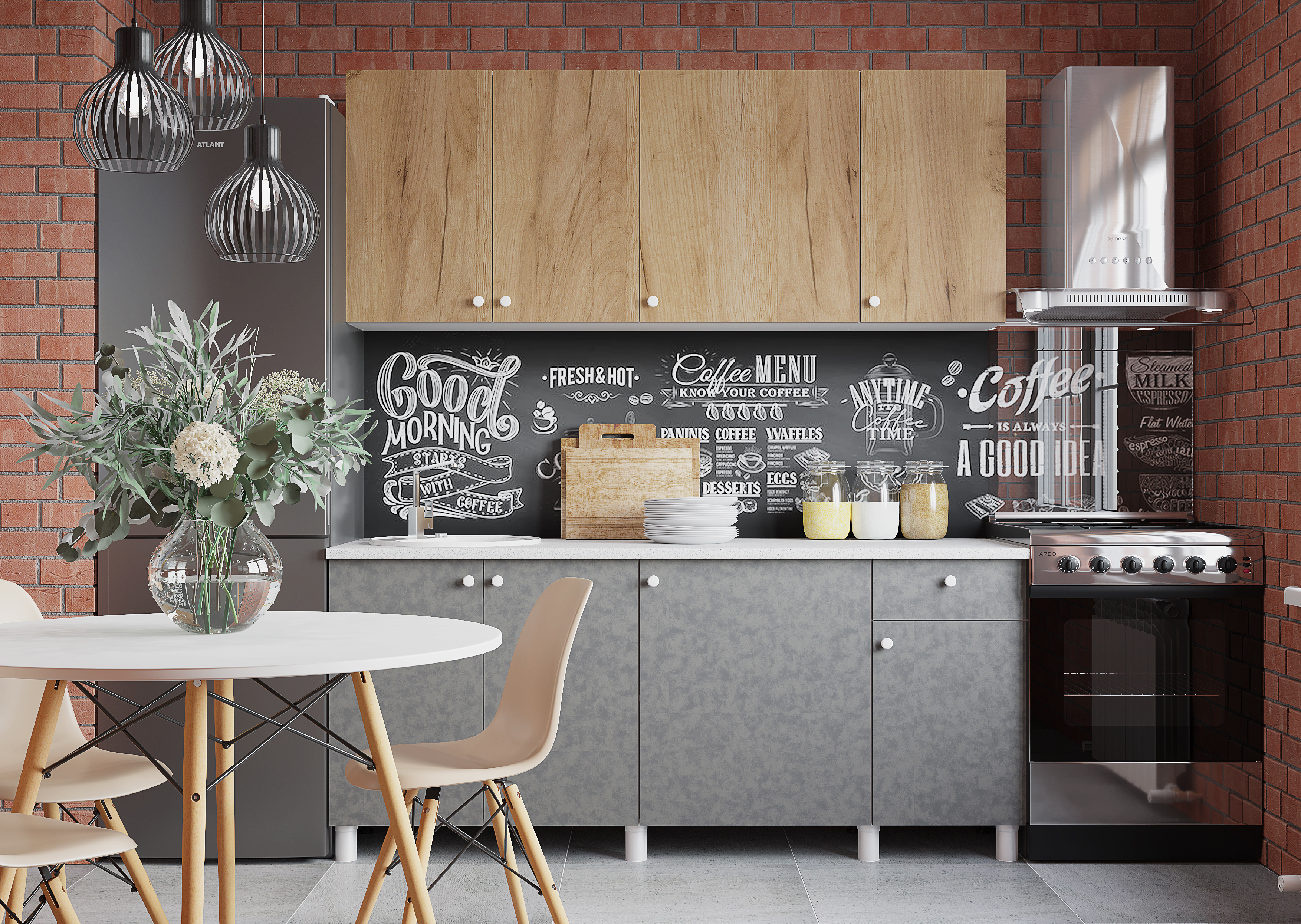 Изображение товара Кухня Горизонт Поинт Поинт180бет 180x215x60 см ЛДСП цвет белый, бетон, дуб крафт золотой Изображение товара Кухня Горизонт Поинт Поинт180бет 180x215x60 см ЛДСП цвет белый, бетон, дуб крафт золотой