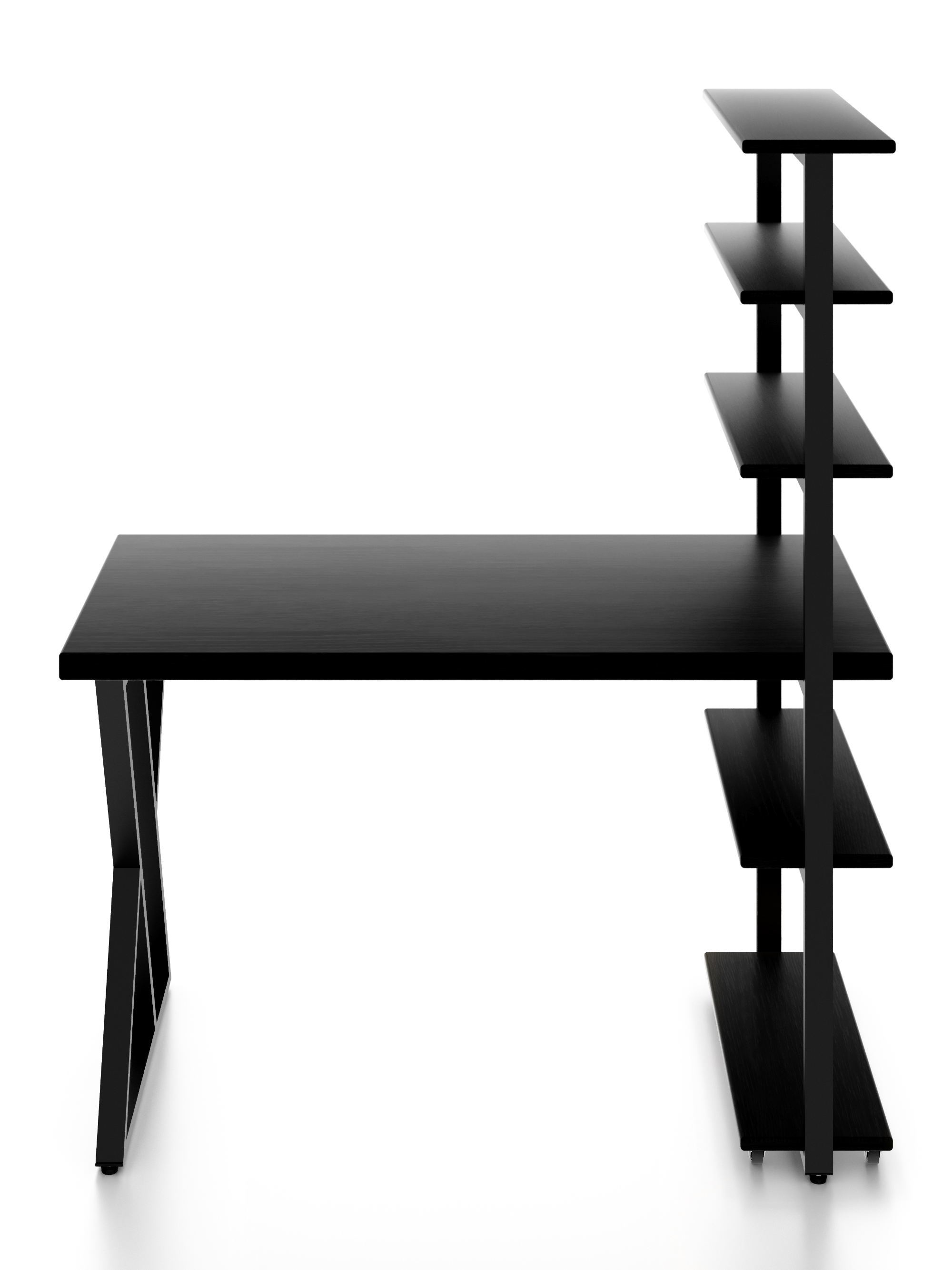 Изображение товара Стол Solarius loft с 5 полками столешница 40 мм 80x145x110 см черные металлические Z-образные ножки сосна цвет оникс