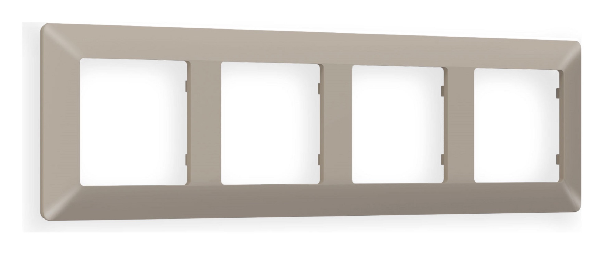 Изображение товара Рамка для розеток и выключателей Ambrella volt Alfa Line AF110364 4 поста цвет серо-бежевый матовый