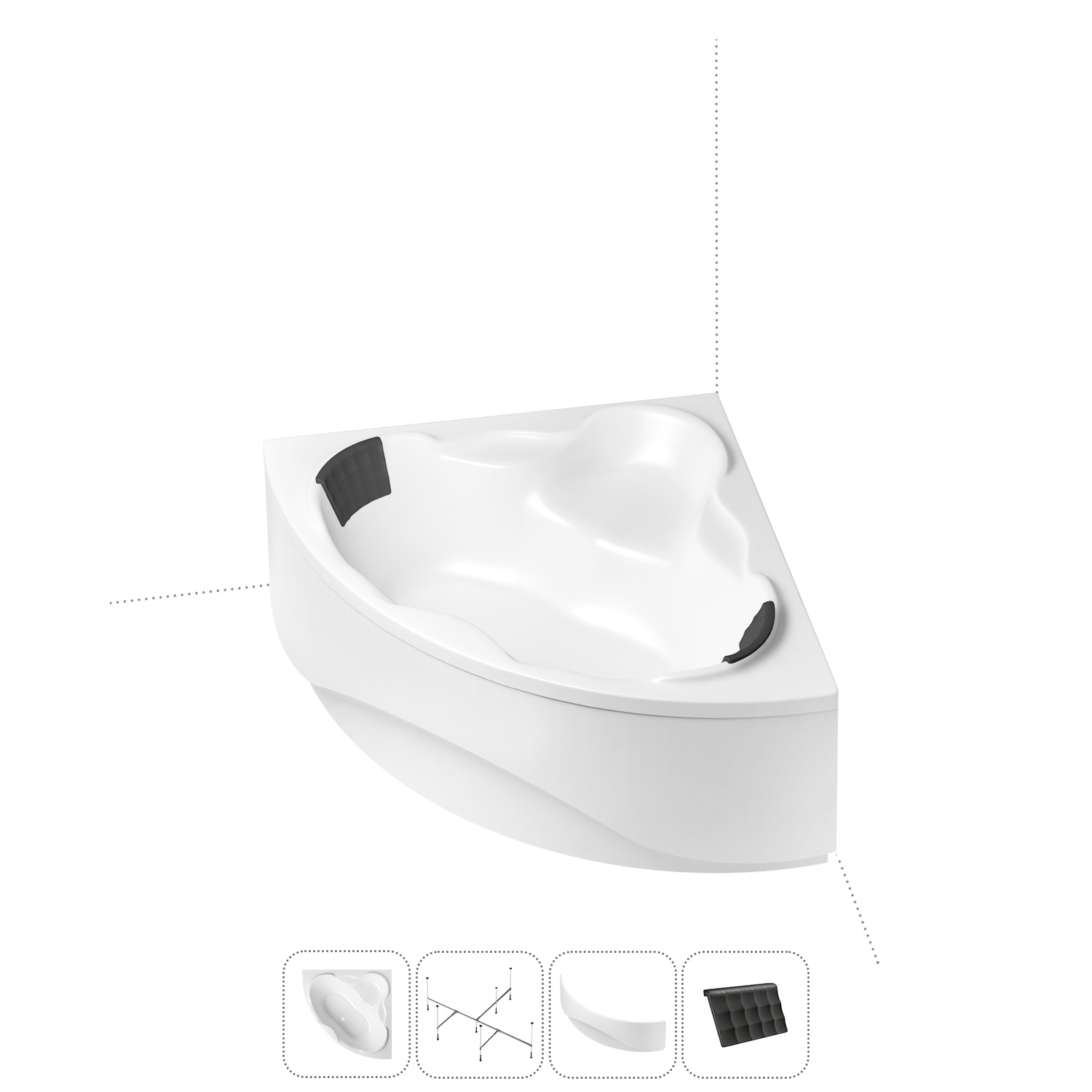 Изображение товара Угловая ванна Lavinia Boho Elegant S2-3705014P акрил 140х140 см с каркасом