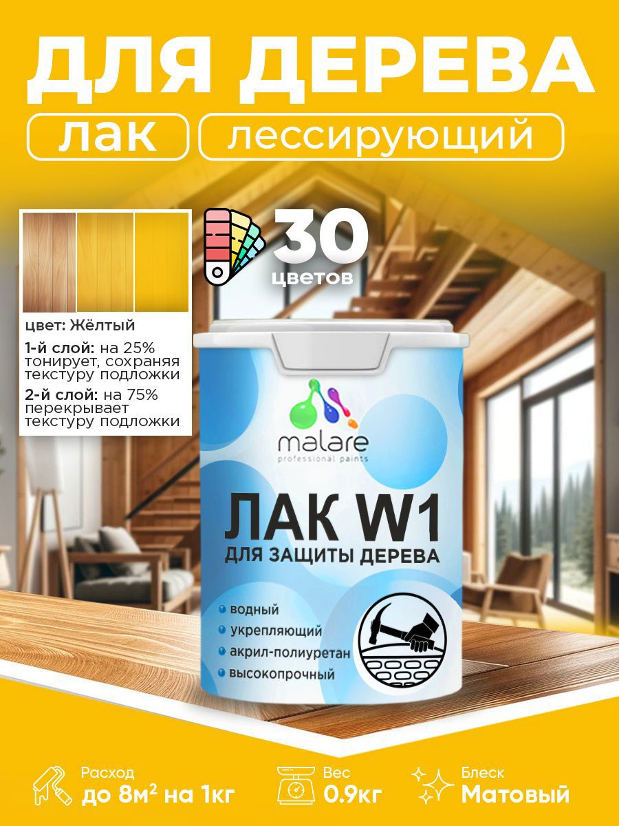 Изображение товара Лак для дерева Malare Series W высокопрочный без запаха матовый 0.9л